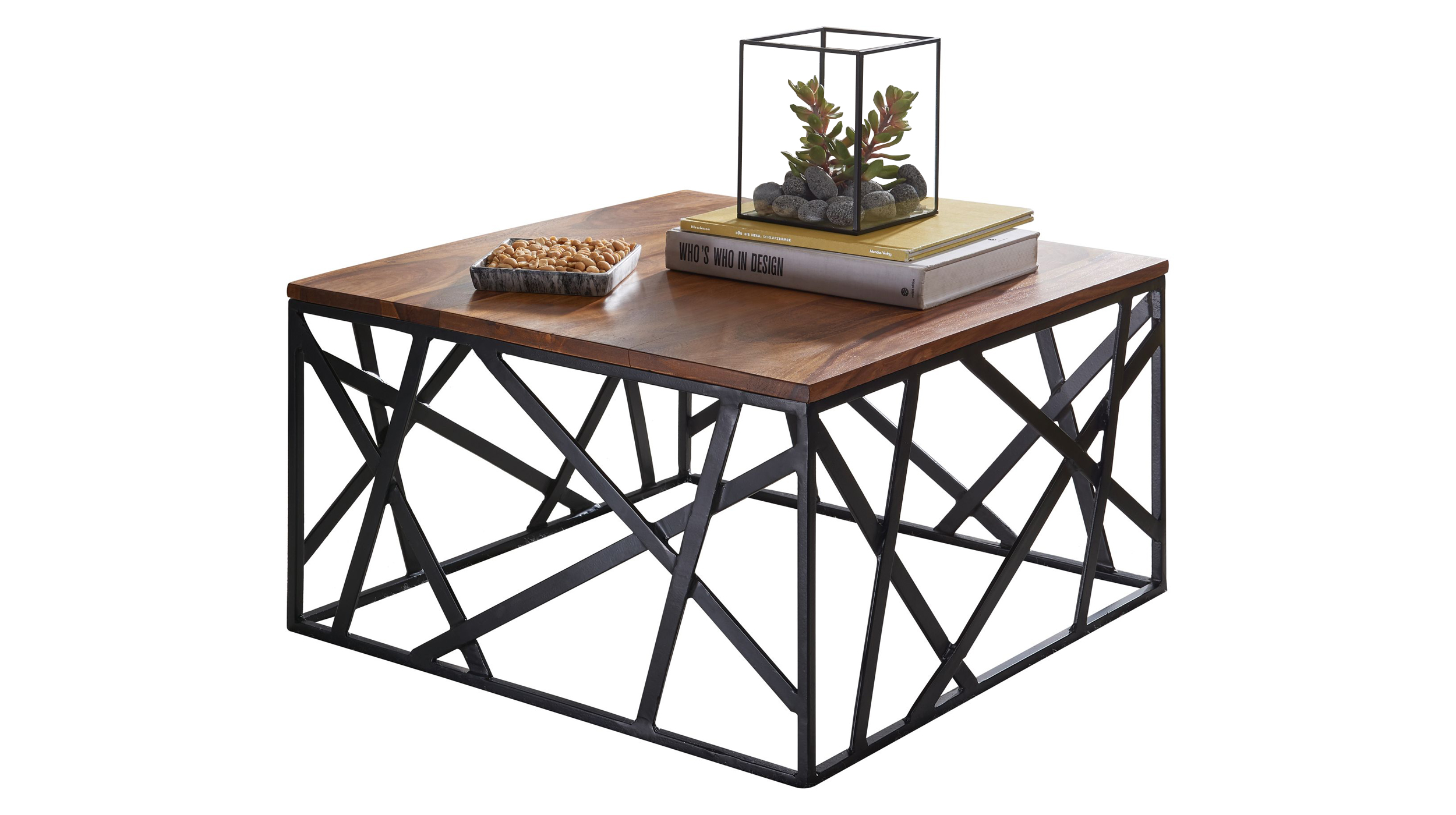 Couchtisch Sheesham massiv gebeizt 60 x 60 cm - BERGAL