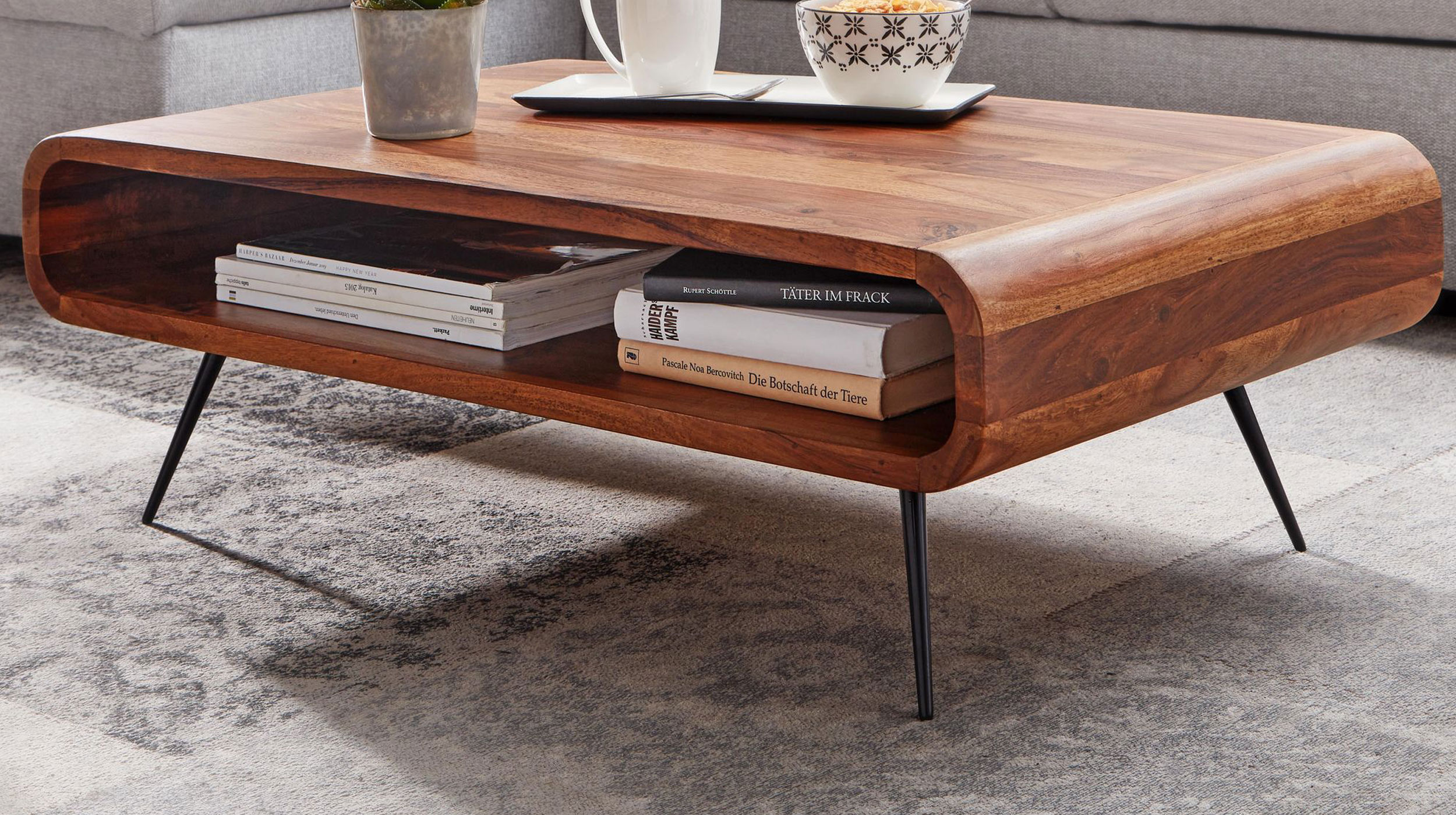 Couchtisch Sheesham massiv gebeizt - 90 x 55 cm - RAYNE