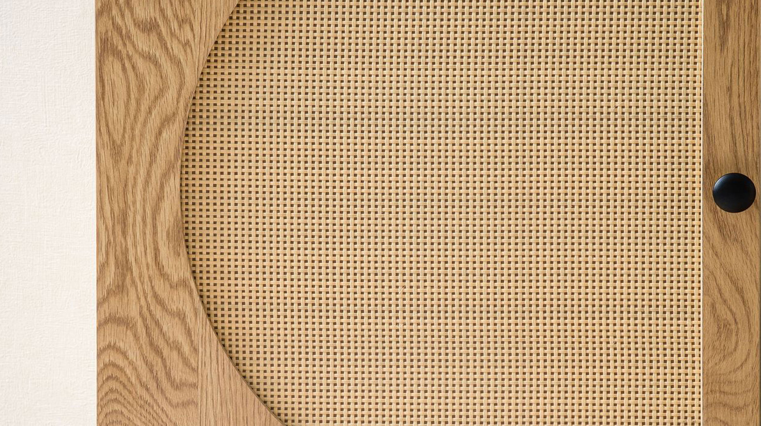 Sideboard Eiche Holzdekor - Polyrattan 140 cm - 3-türig - RATVAN