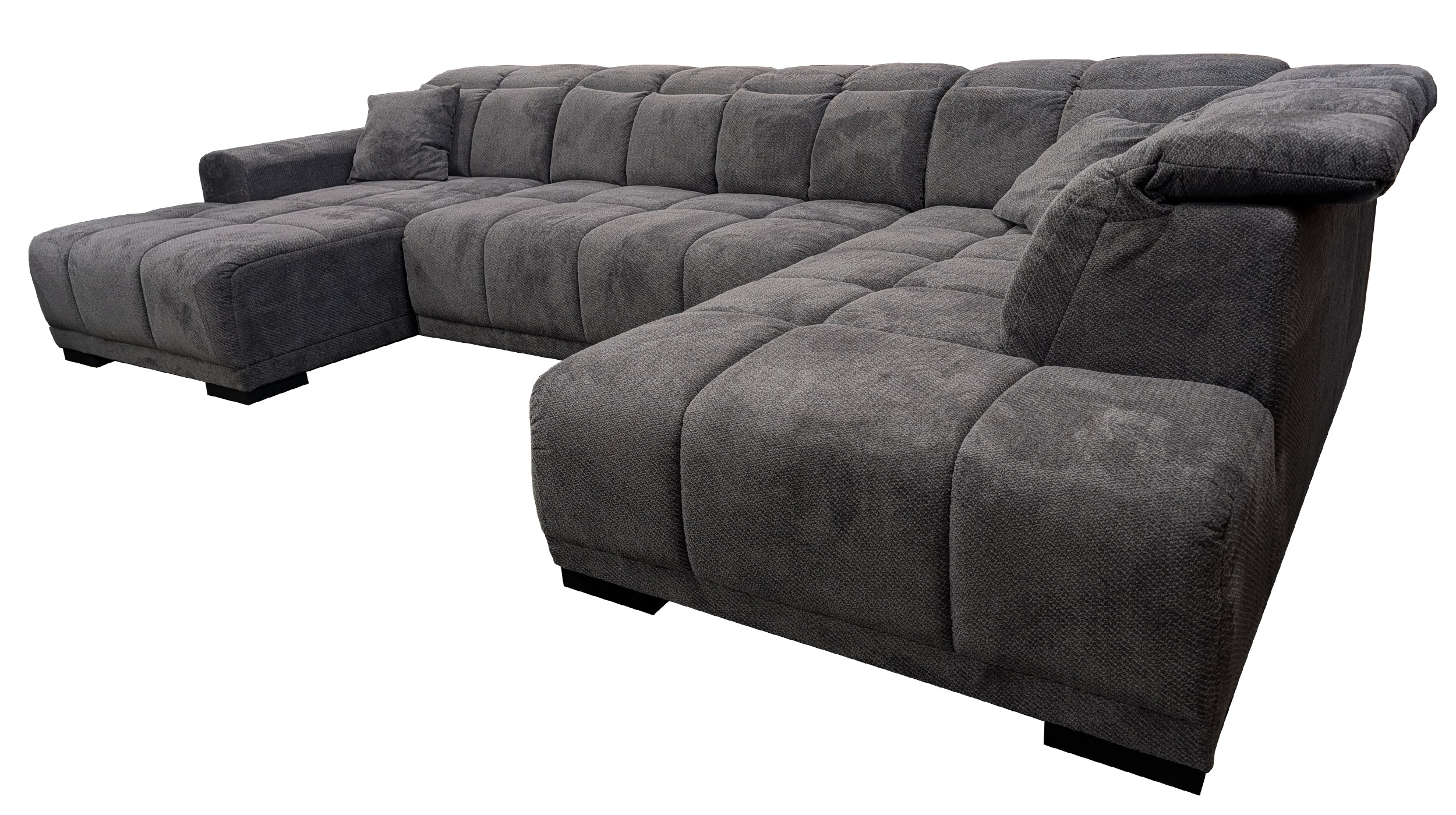 Wohnlandschaft grau elektrisch ausfahrbar 355 cm - TABOS