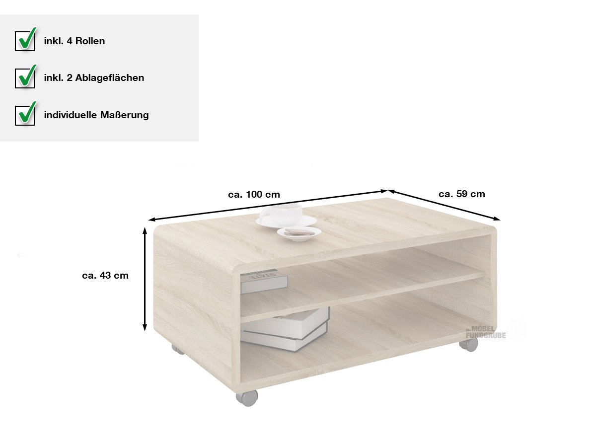 Couchtisch Sonoma Eiche 100 x 59 cm - MARTIGNY