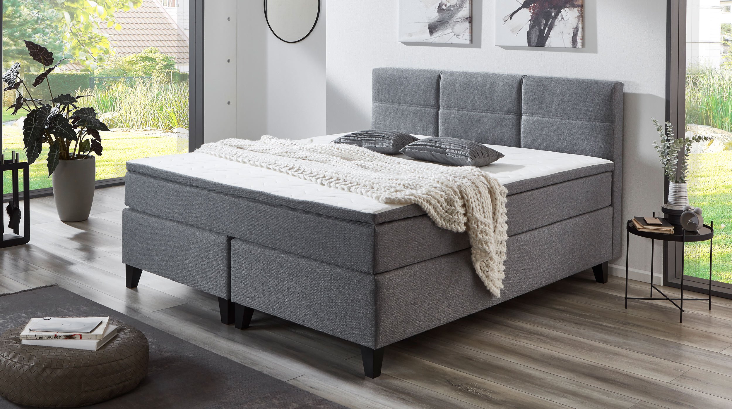Boxspringbett 180 x 200 cm grau Stoffbezug - SAMIRO