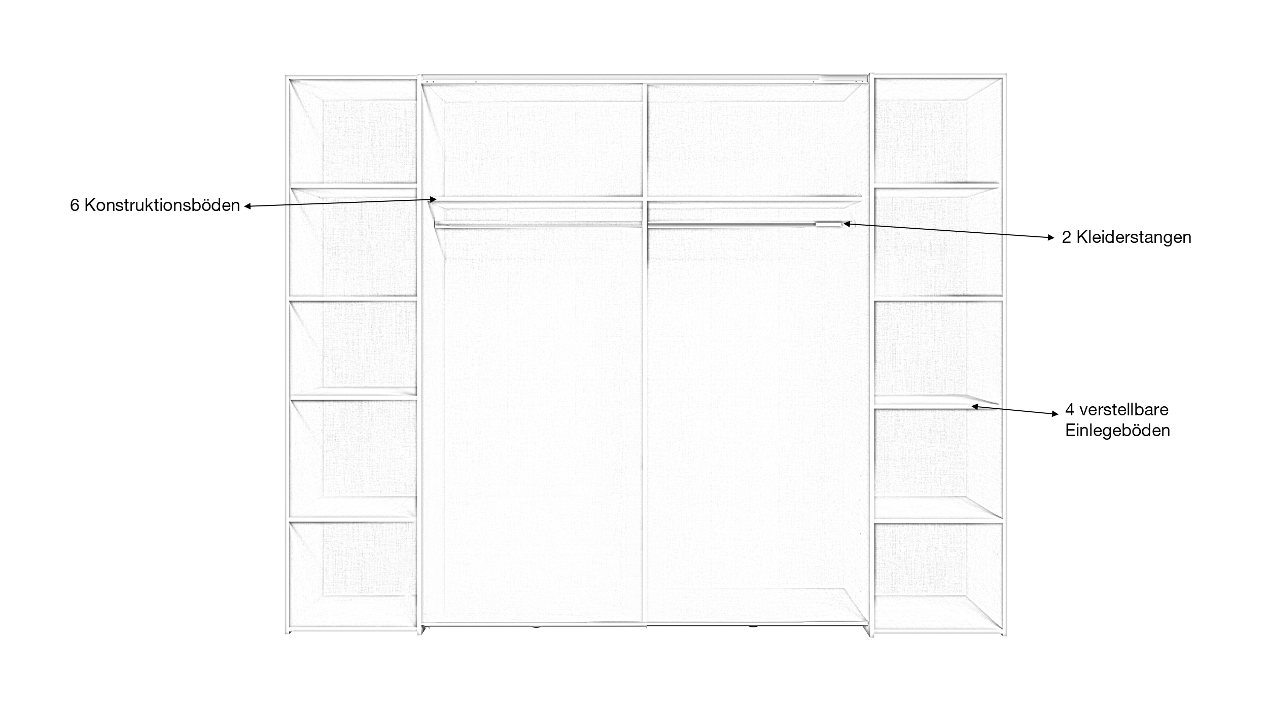 Kleiderschrank Artisan Eiche - weiß - 270 cm - Schwebetüren - NARAGO