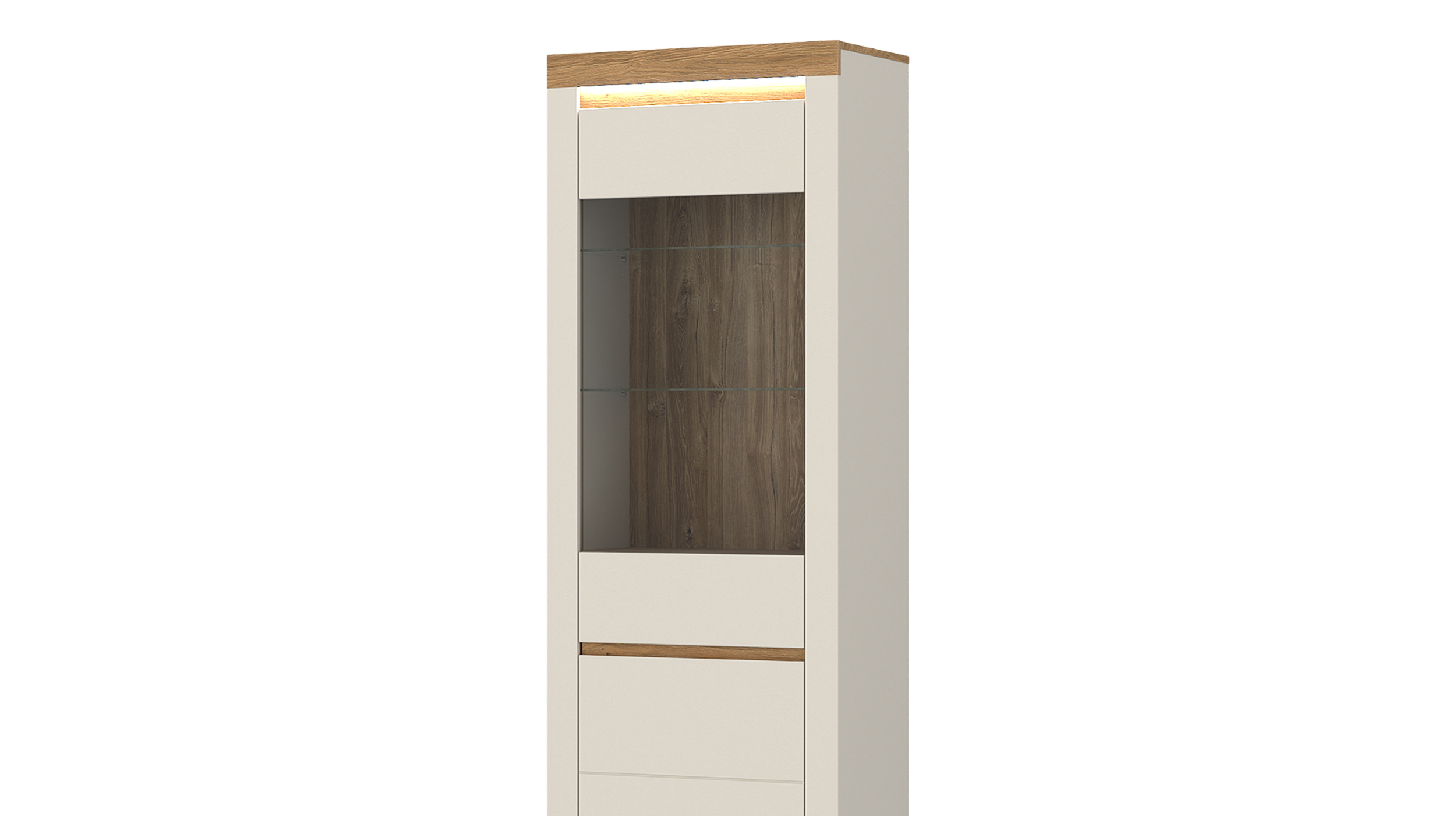 Vitrine mit Beleuchtung Eiche beige - Breite 64 cm - NAXXAR