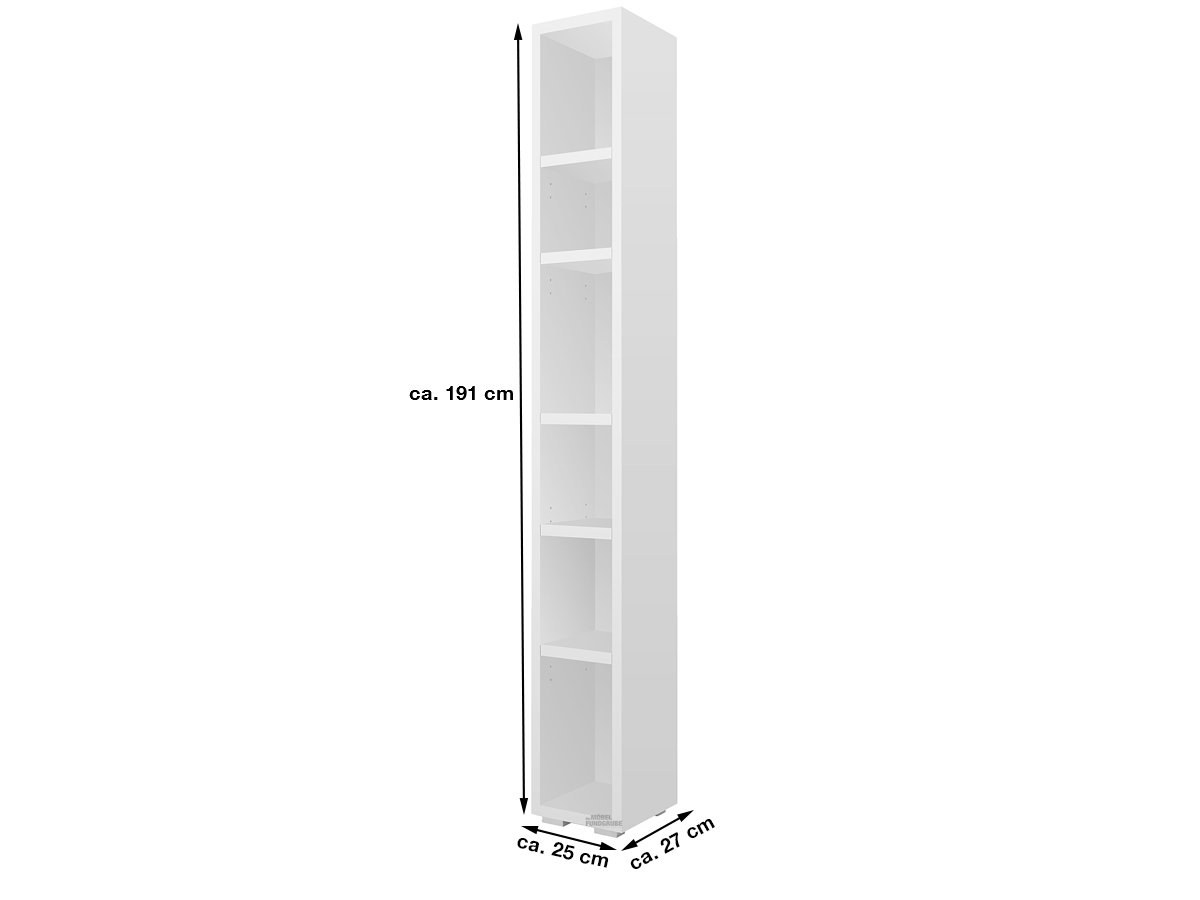 Bücherregal Standregal weiß 25 x 191 cm - IMAGE
