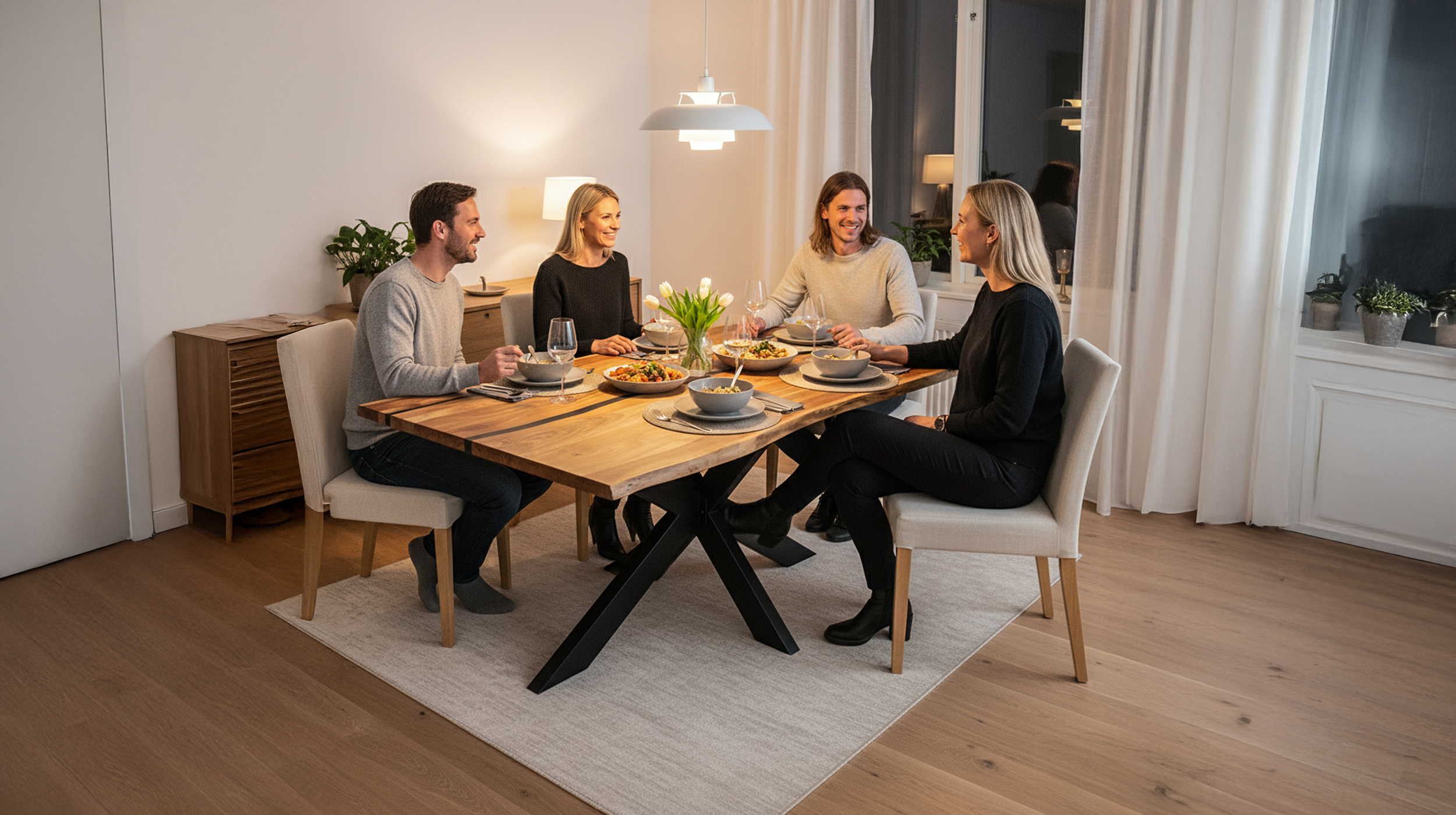 Esstisch Baumkantentisch 200 cm Akazie massiv Epoxidharz - TORVALD
