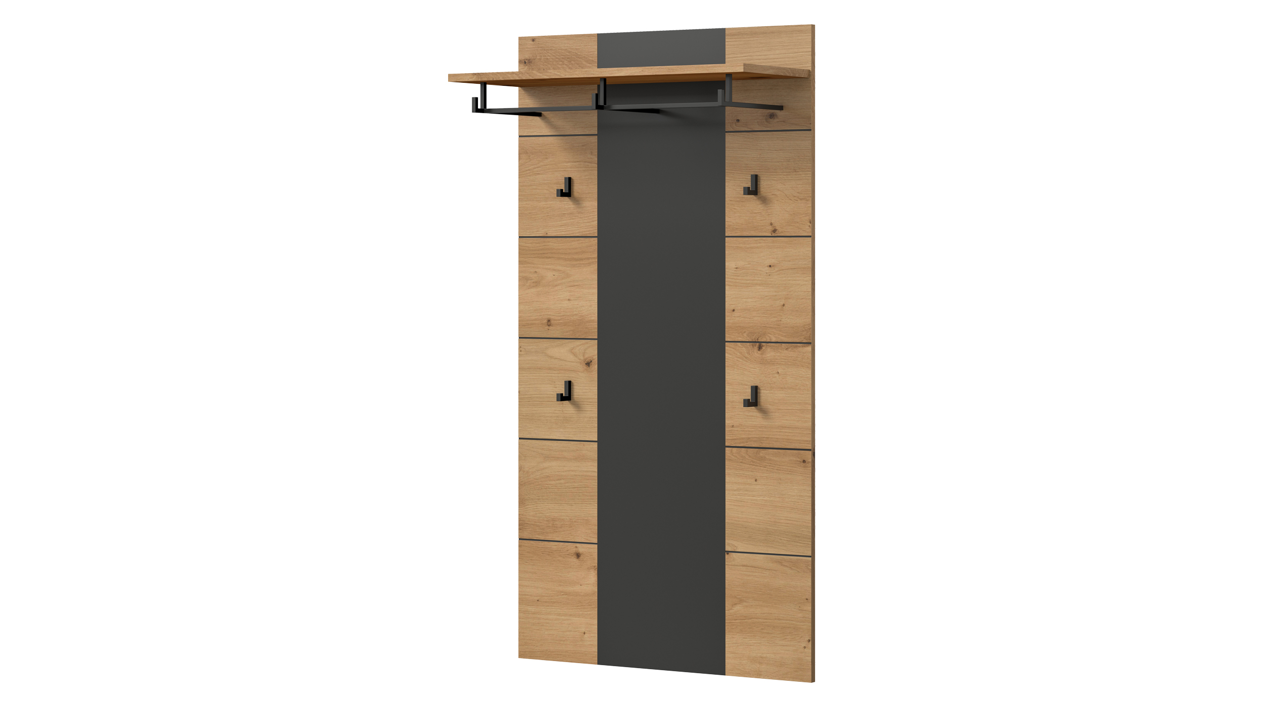 Wandgarderobe Paneel anthrazit Artisan Eiche 80 cm - CANU