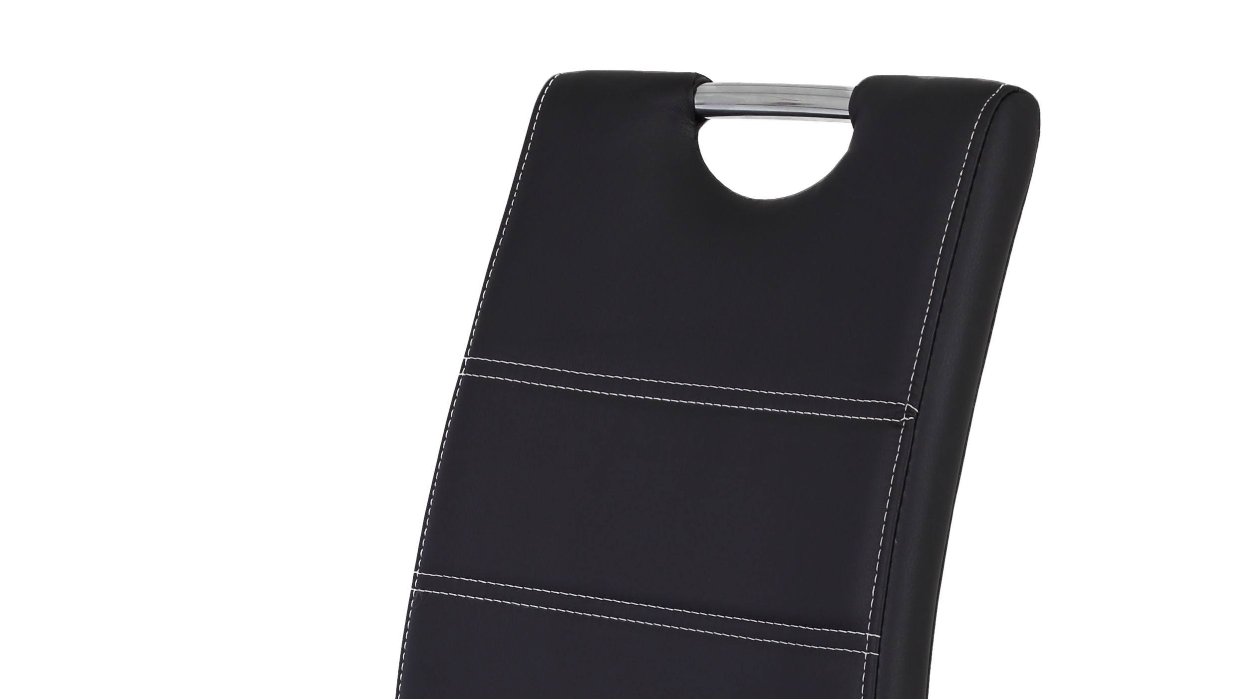 Polsterstuhl schwarz Metallgestell - Lederlook - SUSI