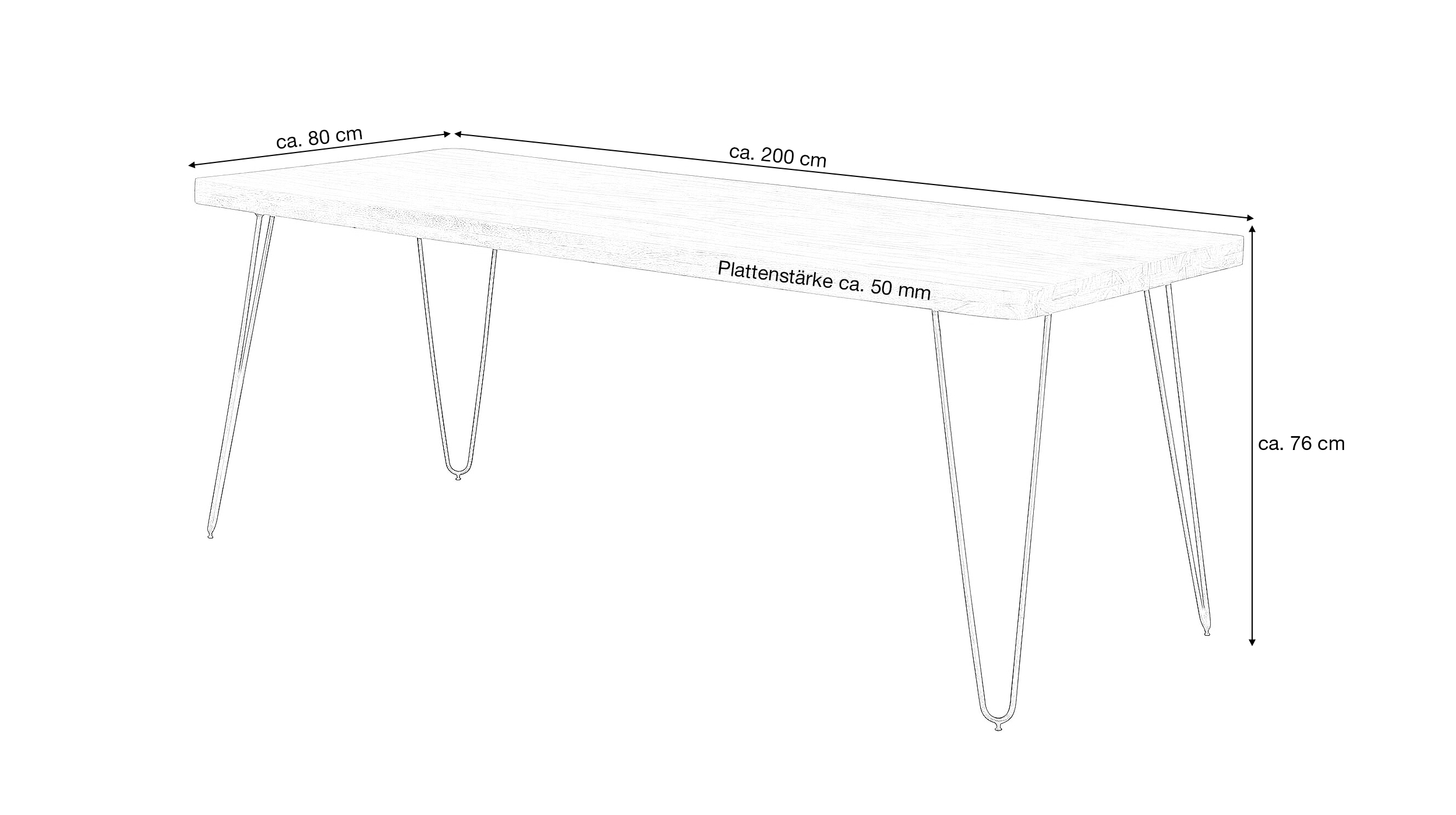 Esstisch 200 x 80 cm Sheesham massiv, dunkel gebeizt - STEN