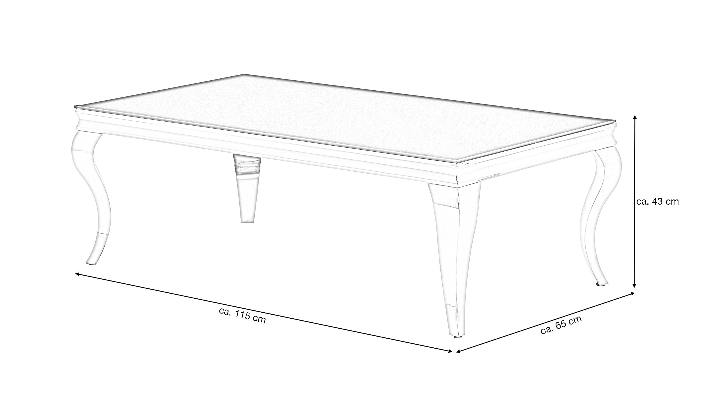 Couchtisch Glasplatte schwarz 115 x 65 cm - BELKA