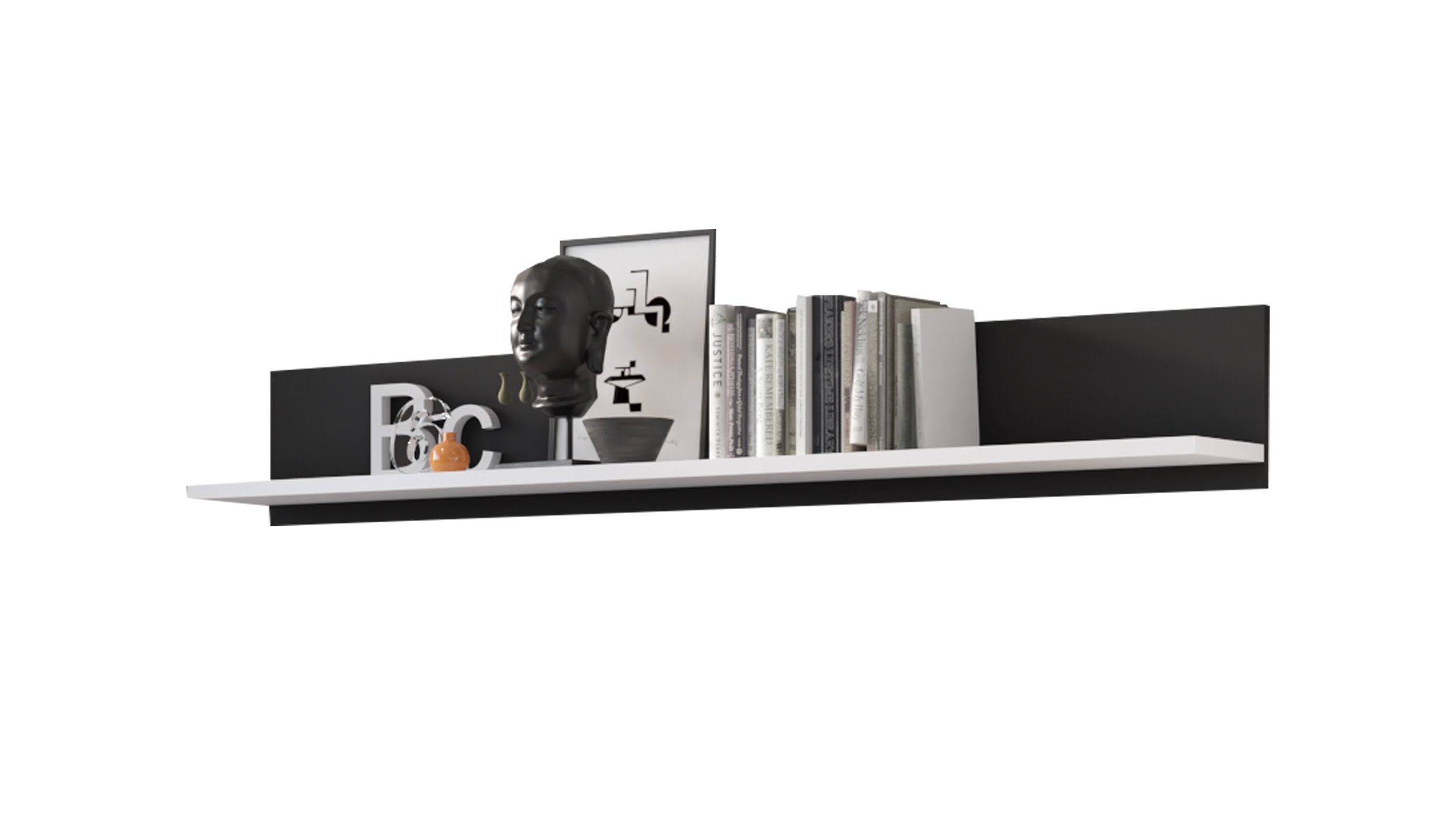 Wandboard alpinweiß - anthrazit 160 cm - CAMPANIA