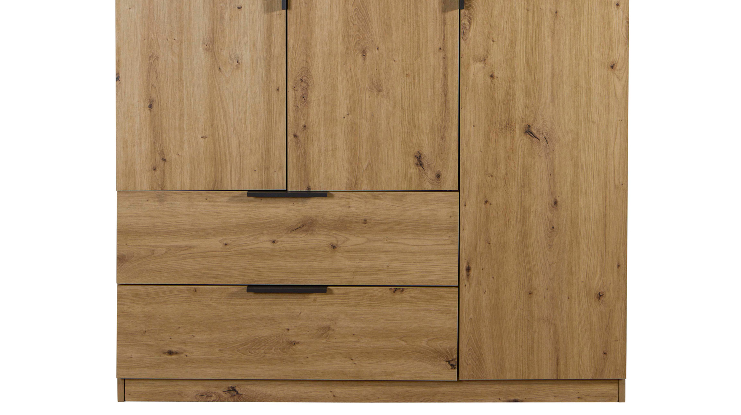 Kleiderschrank mit Schubladen 3-türig Eiche 122 cm - ESPRESSO