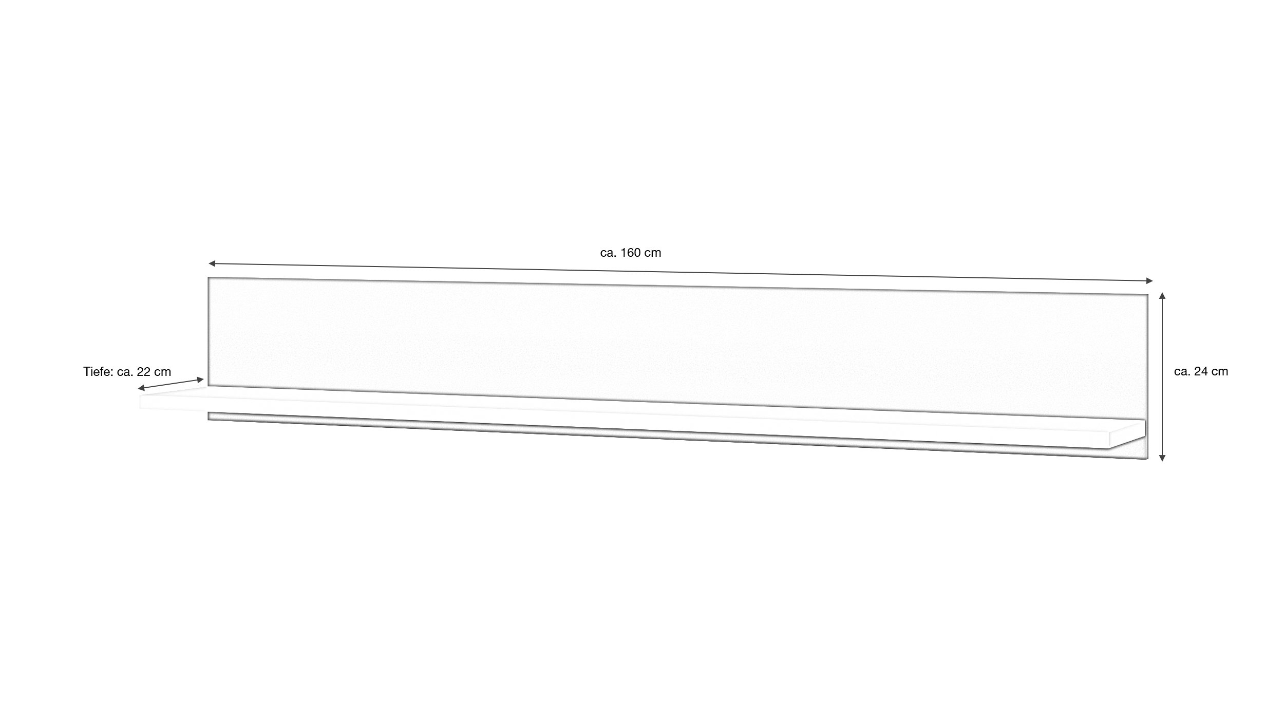 Wandboard alpinweiß - anthrazit 160 cm - CAMPANIA