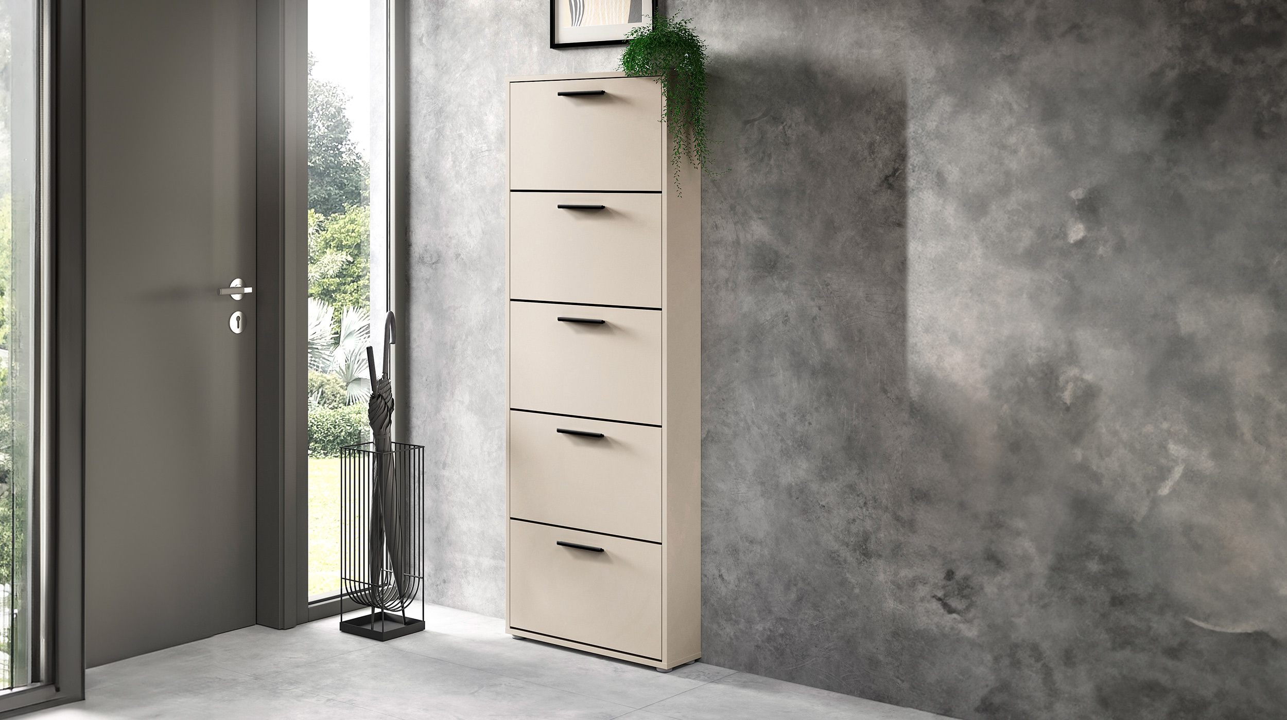 Schuhschrank beige 5-türig 59 x 169 cm - SAMMY