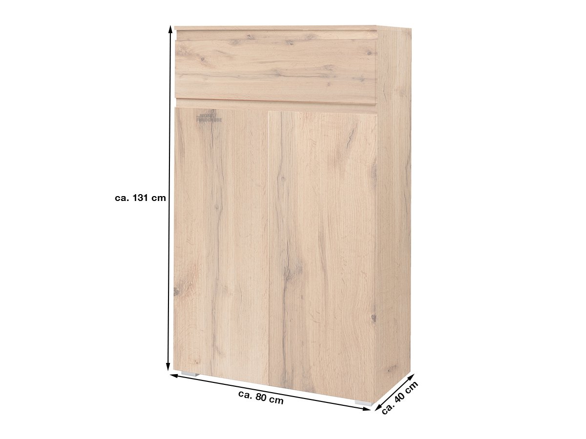 Kommode Honig Eiche 1 Schublade 2 Türen - 80 cm - IMAGE