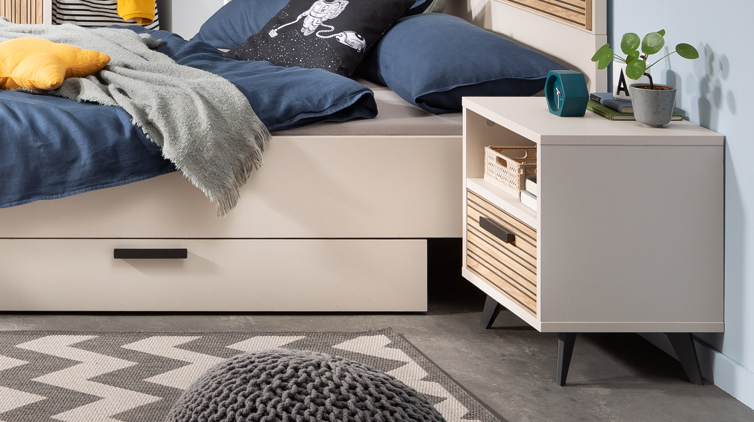 Nachttisch Eiche - beige - 50 x 55 cm - Nachtkommode - BRAVO
