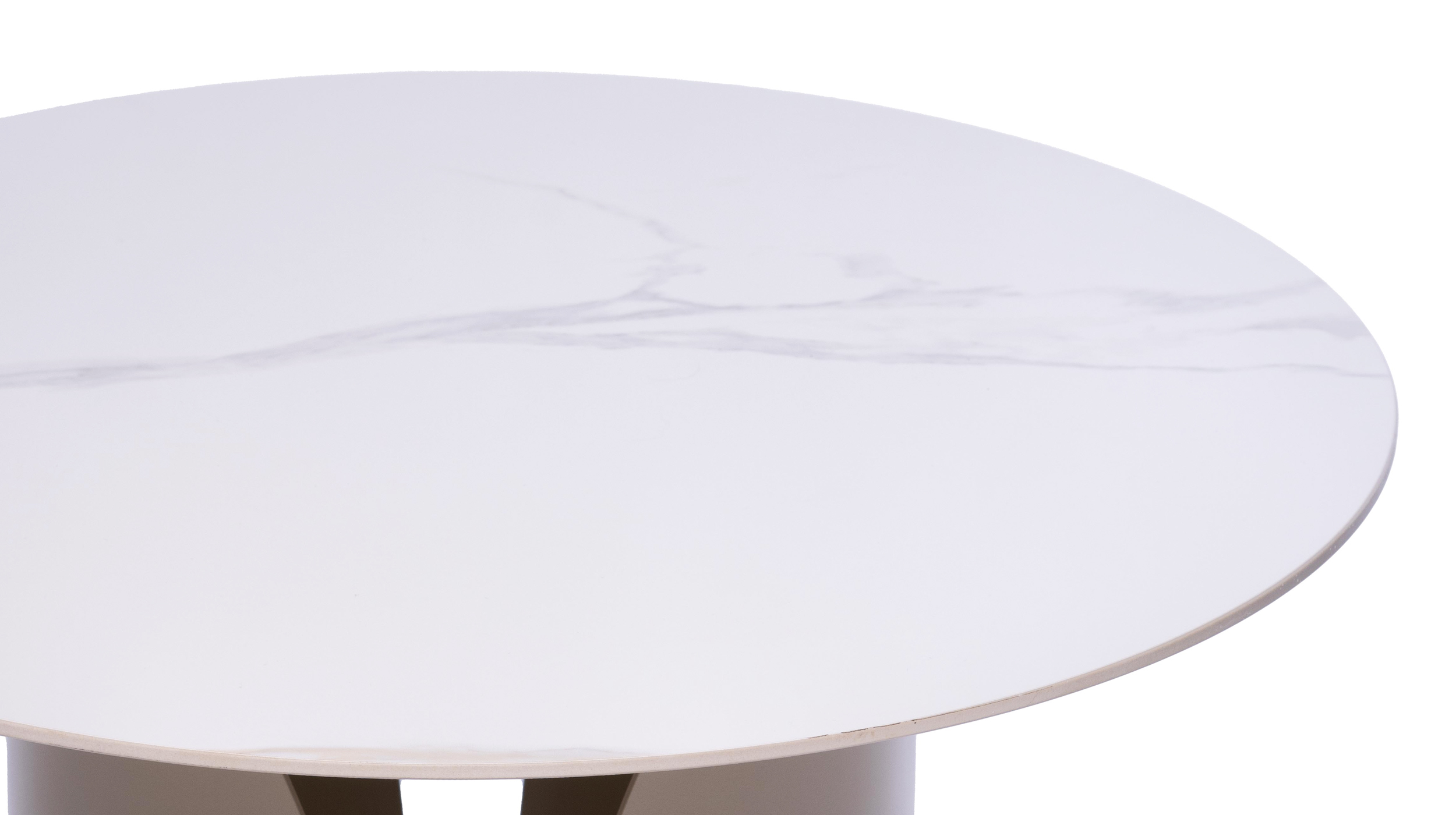 Couchtisch Marmoroptik weiß hochglanz - rund - 60 x 60 cm - KIRA