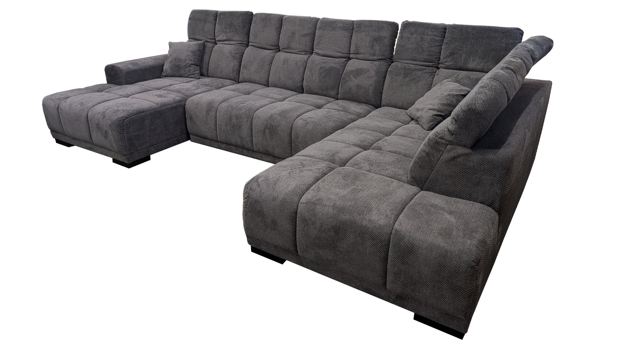 Wohnlandschaft grau elektrisch ausfahrbar 355 cm - TABOS