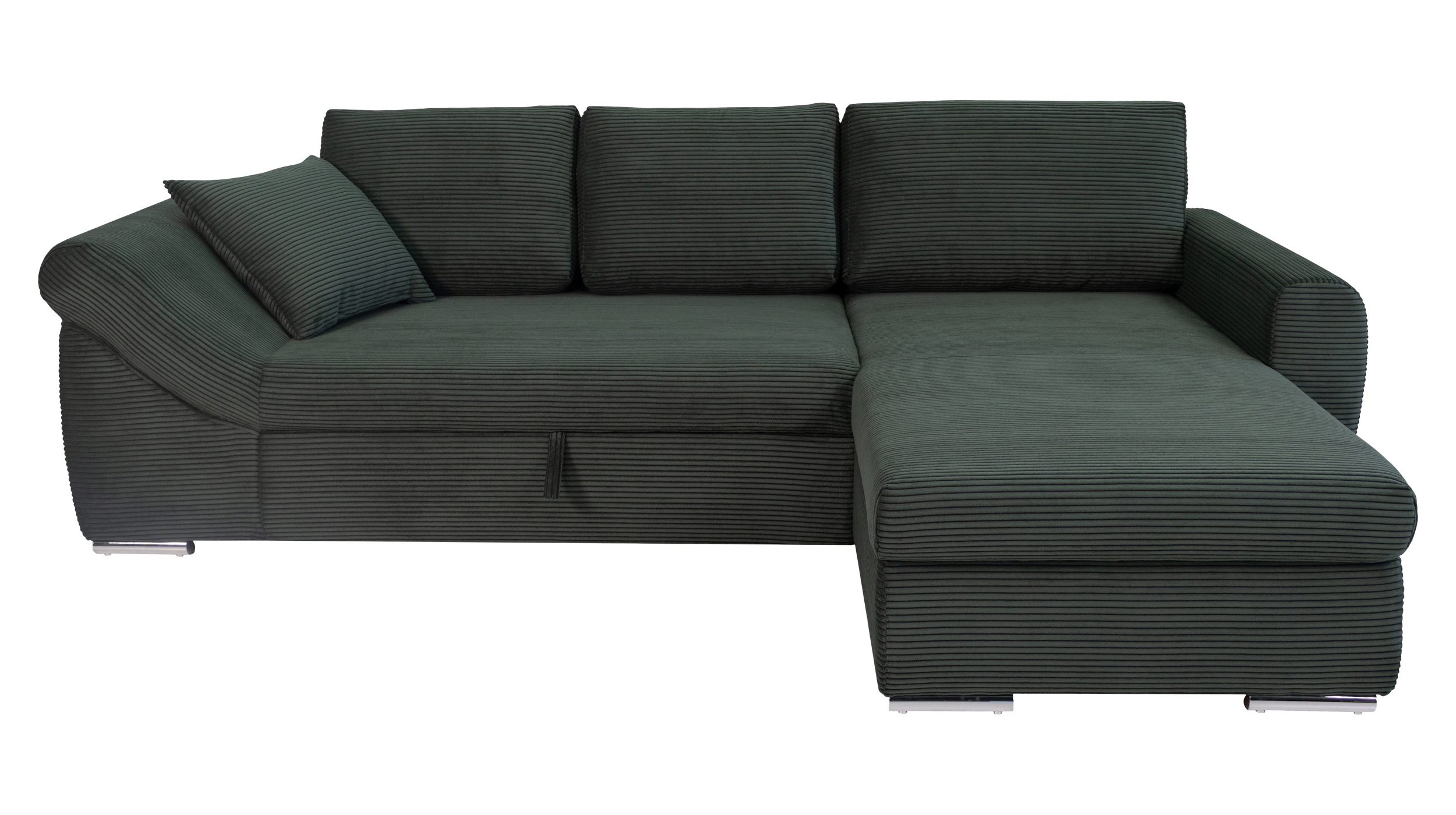 Ecksofa Schlaffunktion Bettkasten grün Cord 261 cm - RAMONA