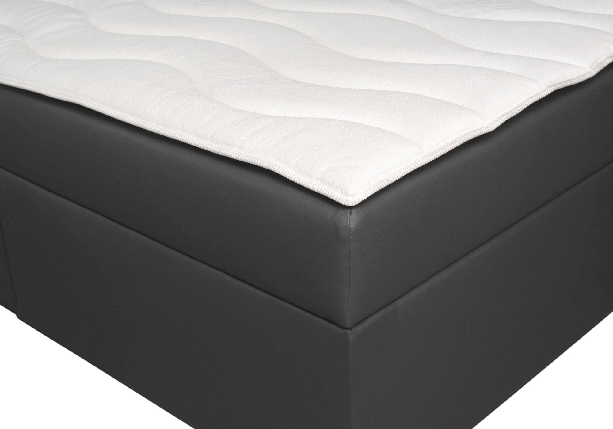 Boxbett 180 x 200 cm graphit Lederlook mit Bettkasten - ASPEN