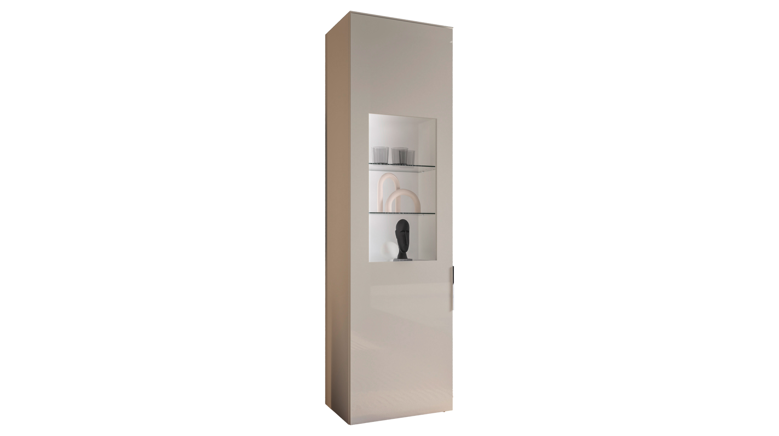 Vitrine mit Beleuchtung Beige-Kaschmir Glasfront - 64 cm - SANTORIN