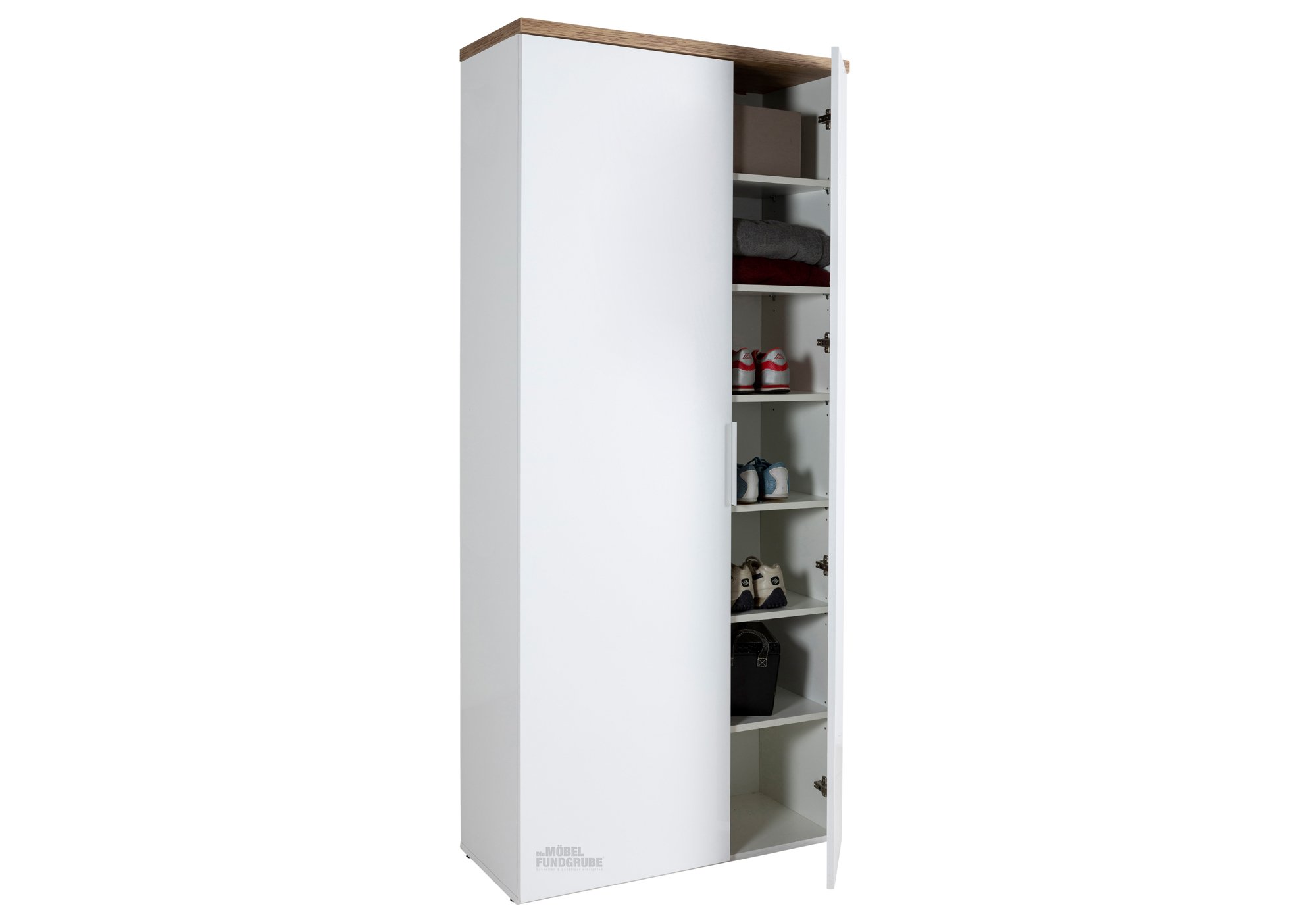 Garderobenschrank weiß hochglanz - Eiche 82 cm - MUNDI