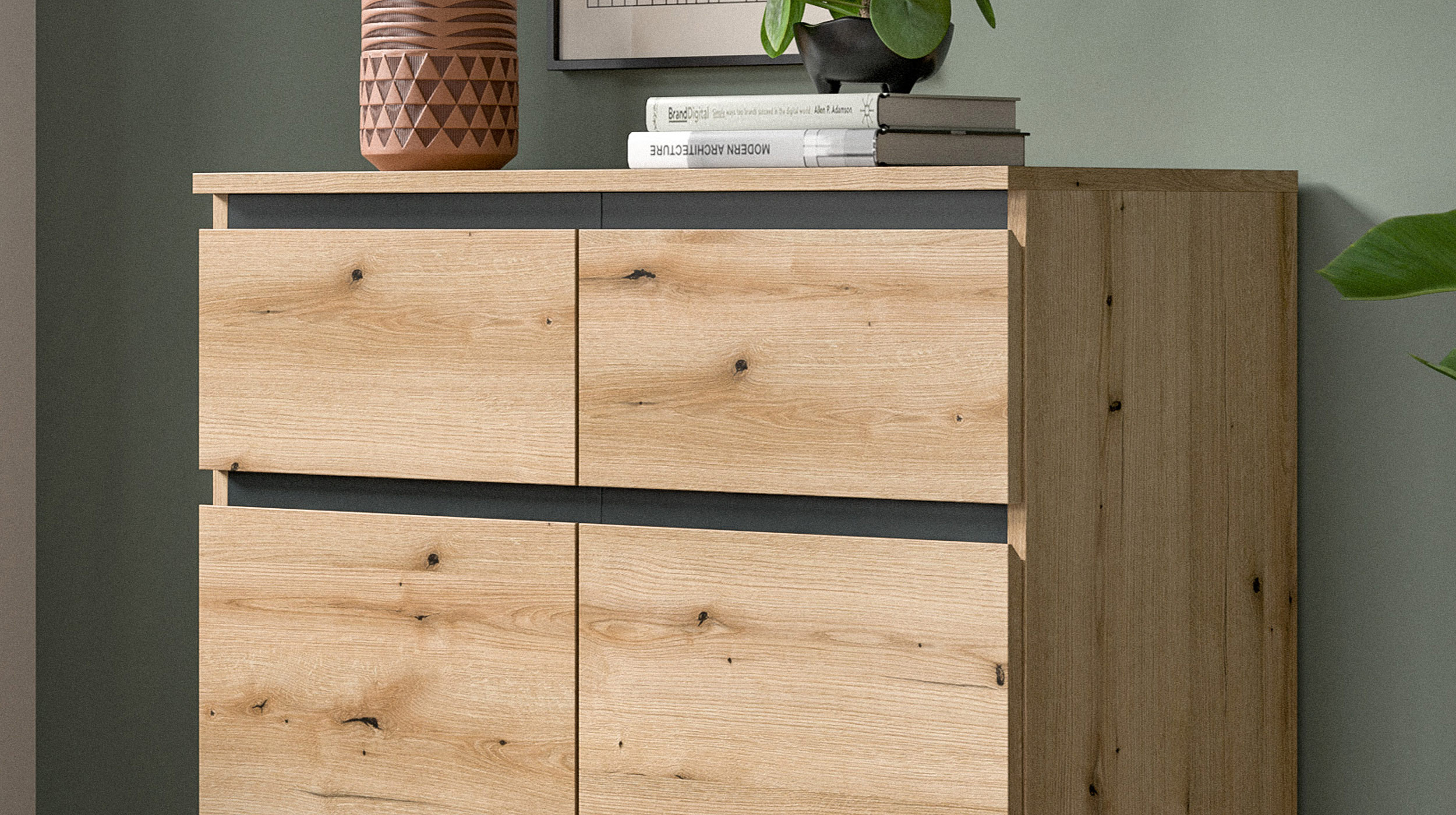 Kommode mit Schubladen Evoke Eiche 80 cm - TOMASA