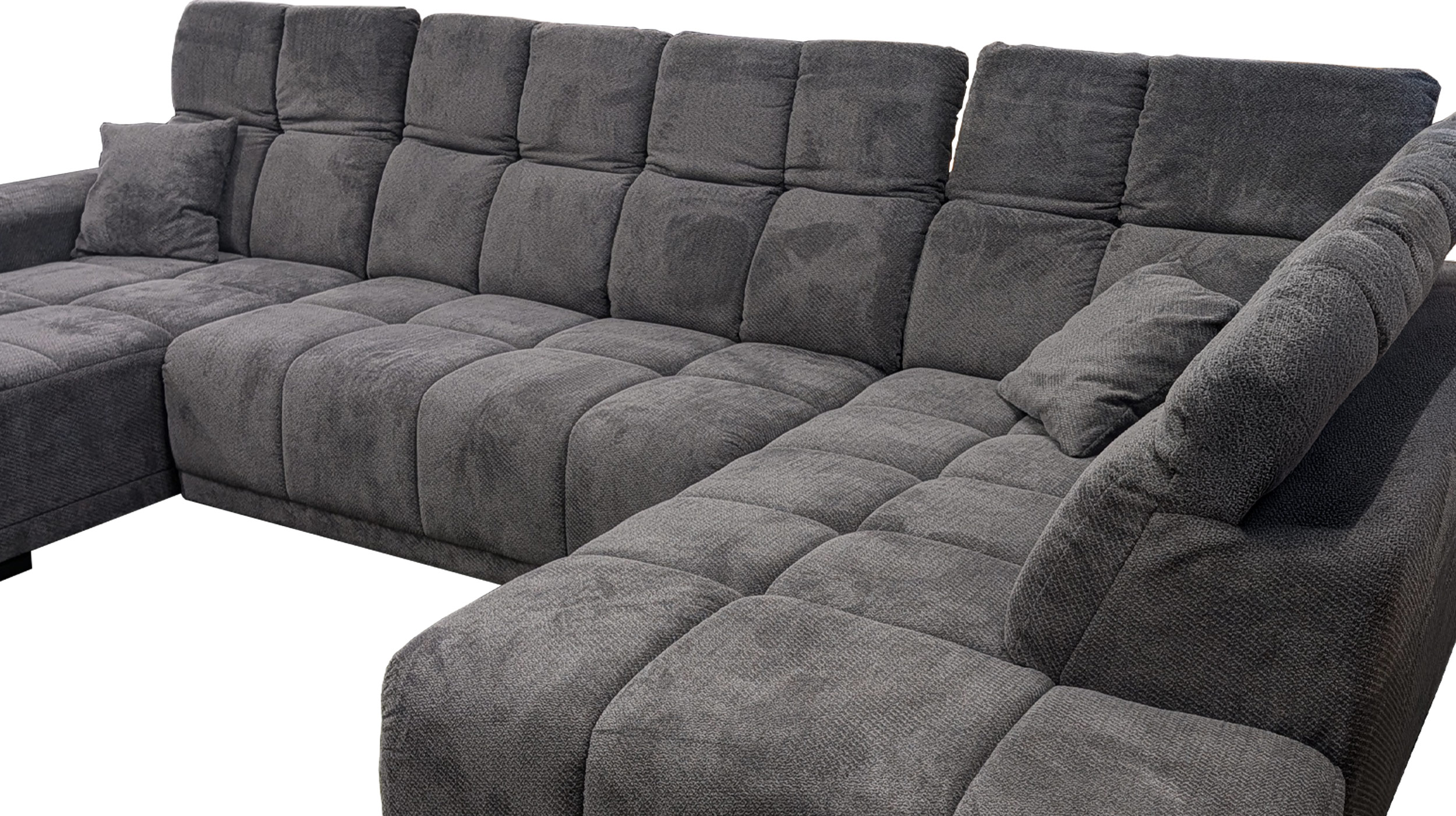 Wohnlandschaft grau elektrisch ausfahrbar 355 cm - TABOS