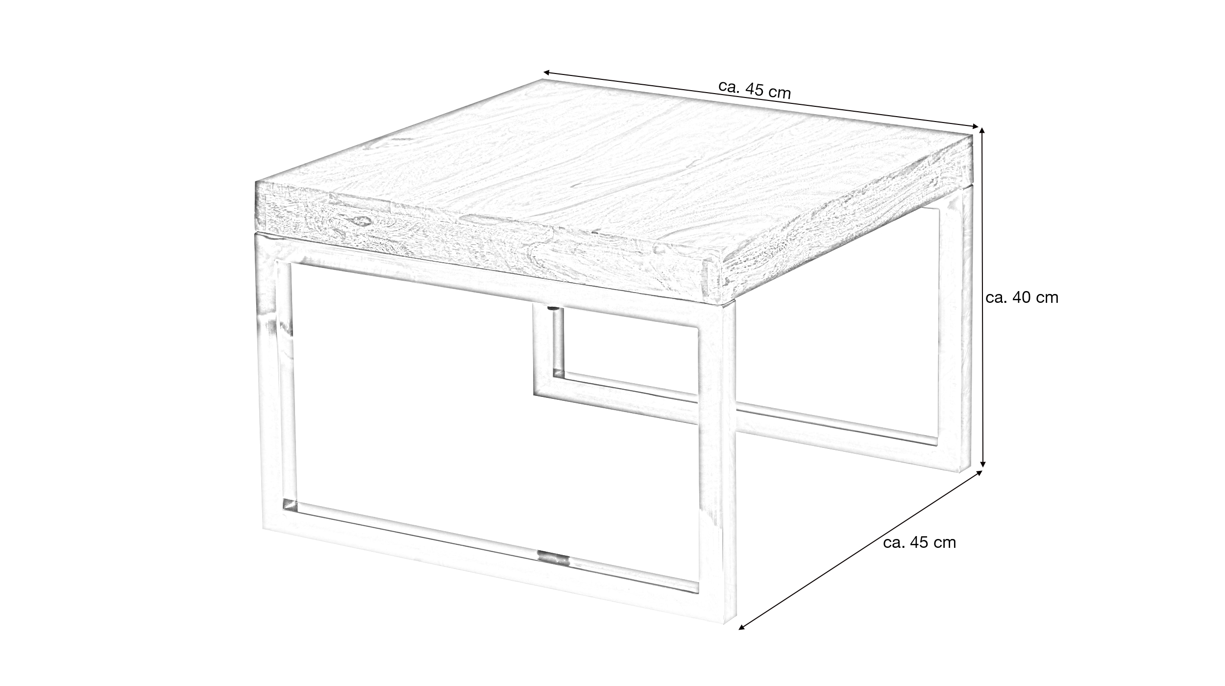 Beistelltisch Sheesham massiv gebeizt - quadratisch - 45 x 45 cm - GRETE