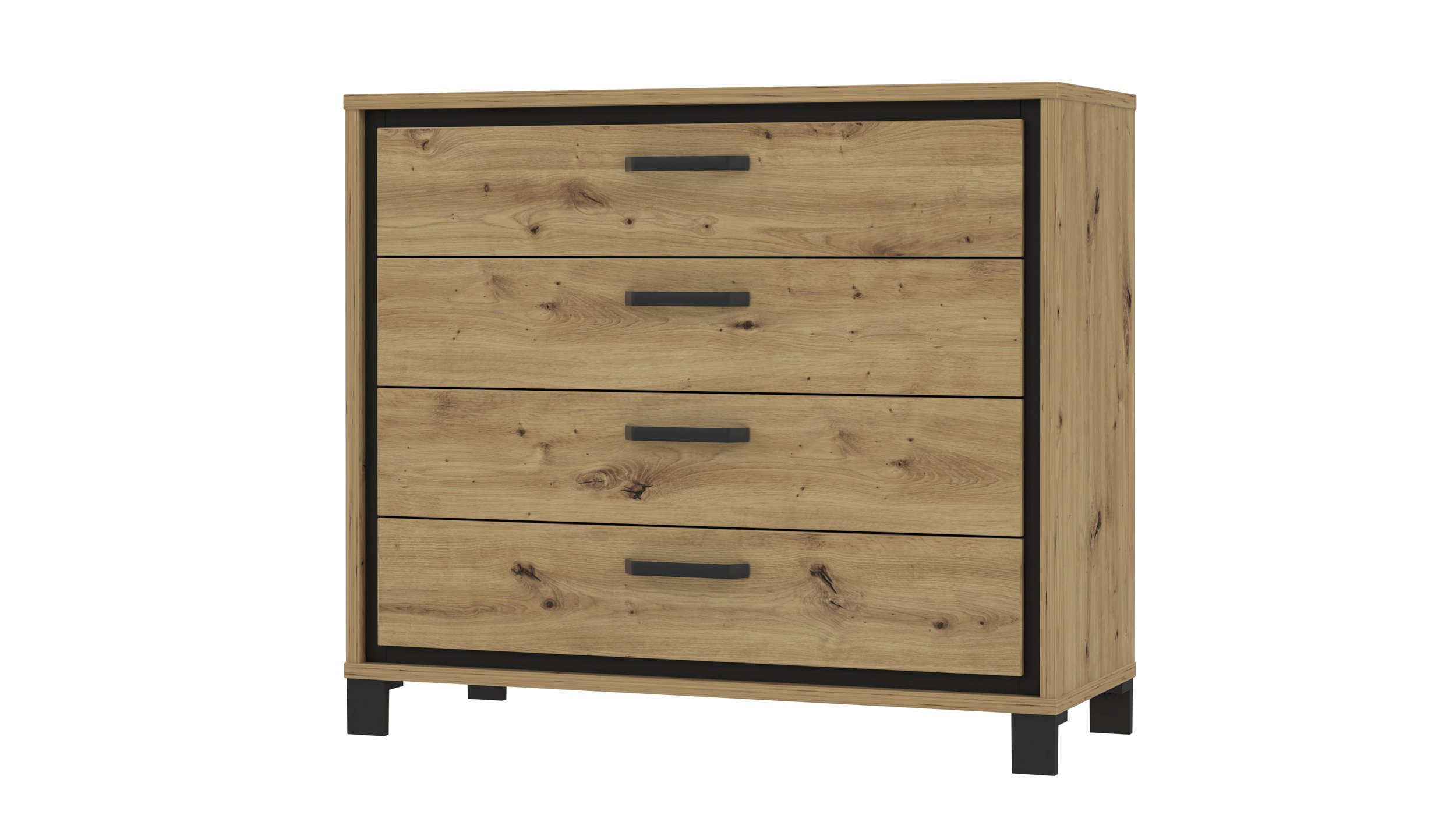 Kommode Artisan Eiche - schwarz Eiche 105 cm - TRONDHEIM