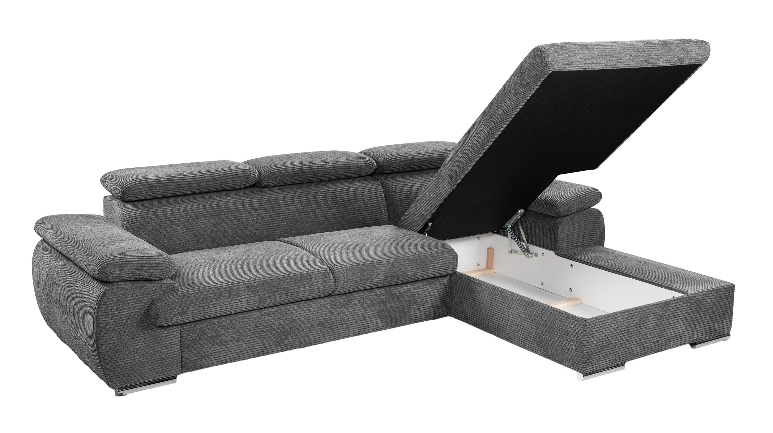 Ecksofa Cord anthrazit Schlaffunktion Bettkasten 284 x 196 cm - CINDY