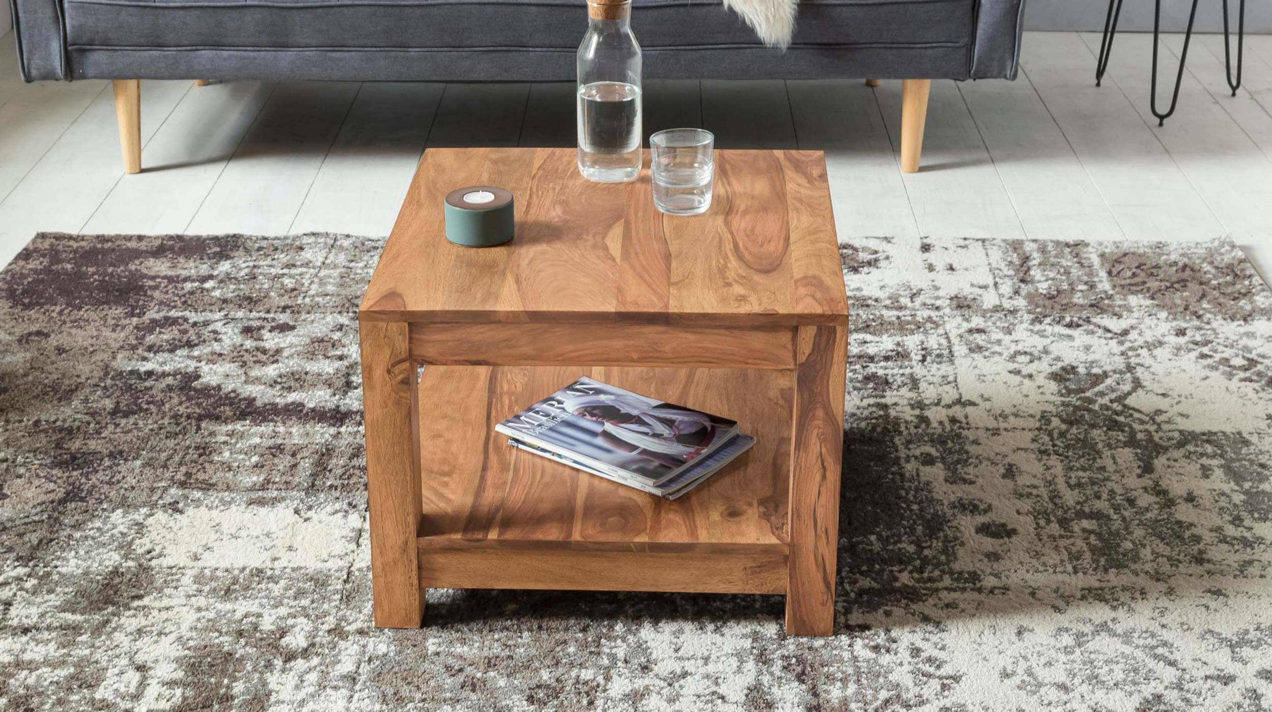Couchtisch Akazie massiv lackiert 60 x 60 cm - METTE