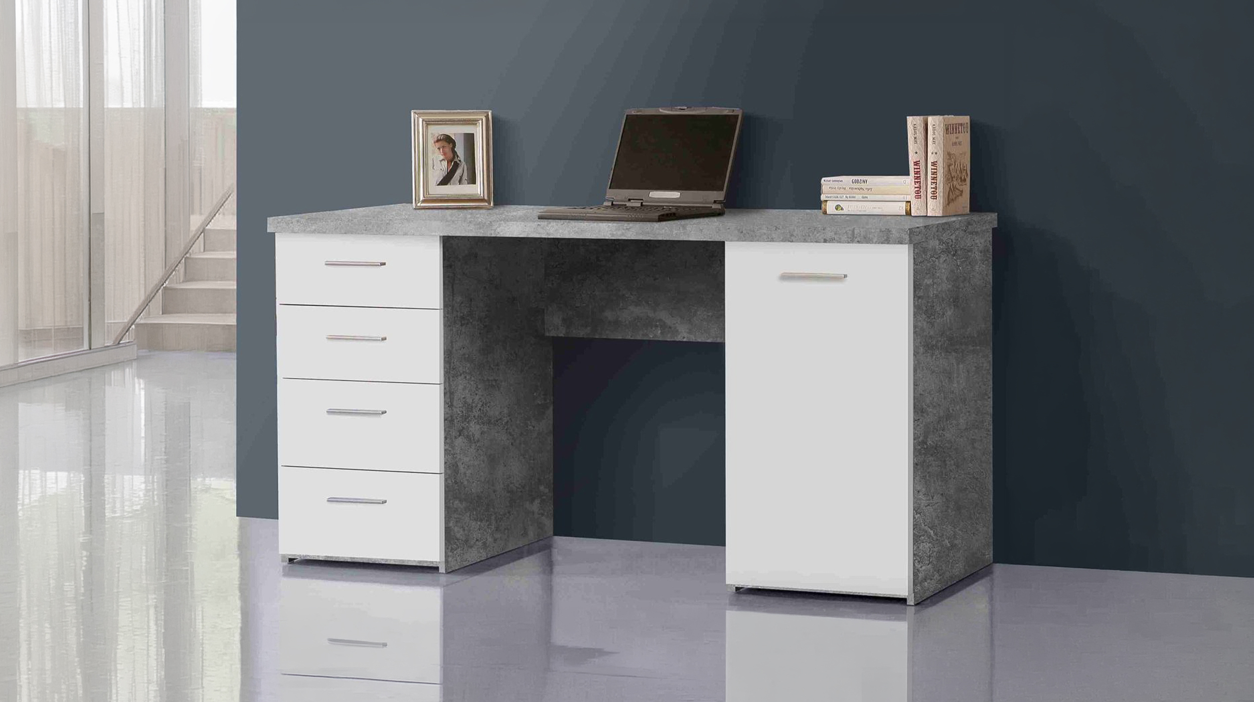 Computerschreibtisch Betontopik weiß 145 x 60 cm - NET
