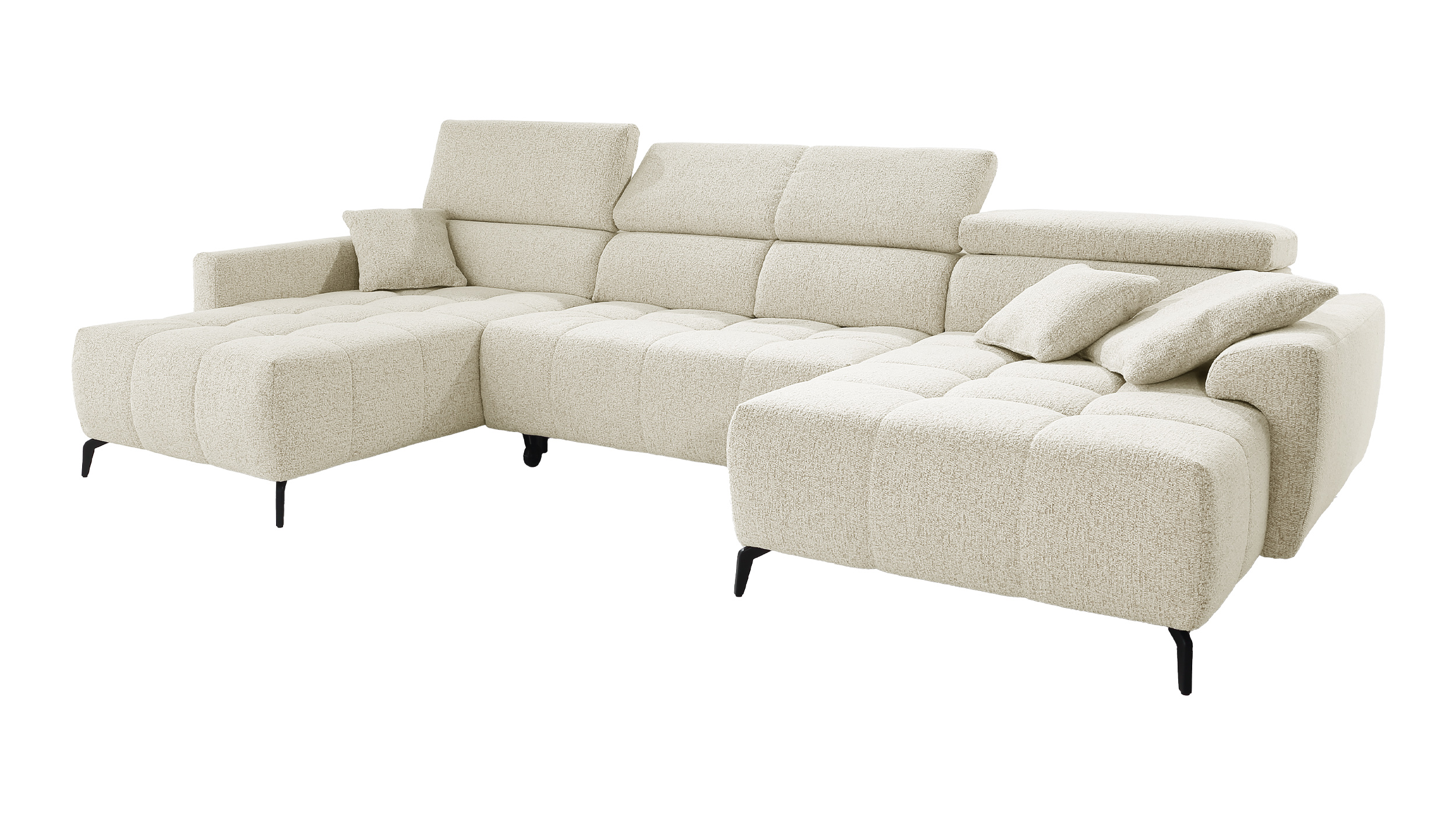 Wohnlandschaft beige mit elektrisch verstellbarer Sitztiefe - ULTIMA