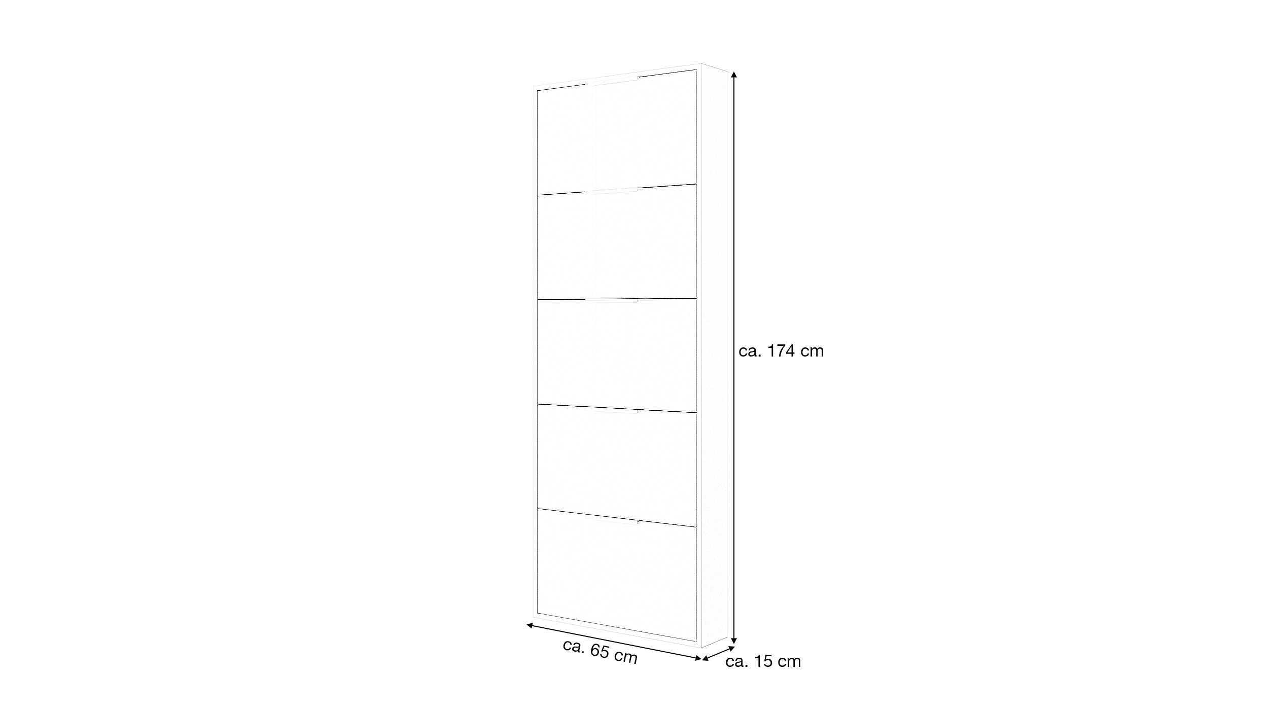 Schuhschrank weiß hochglanz 5-türig 65 x 174 cm - ESPRESSO