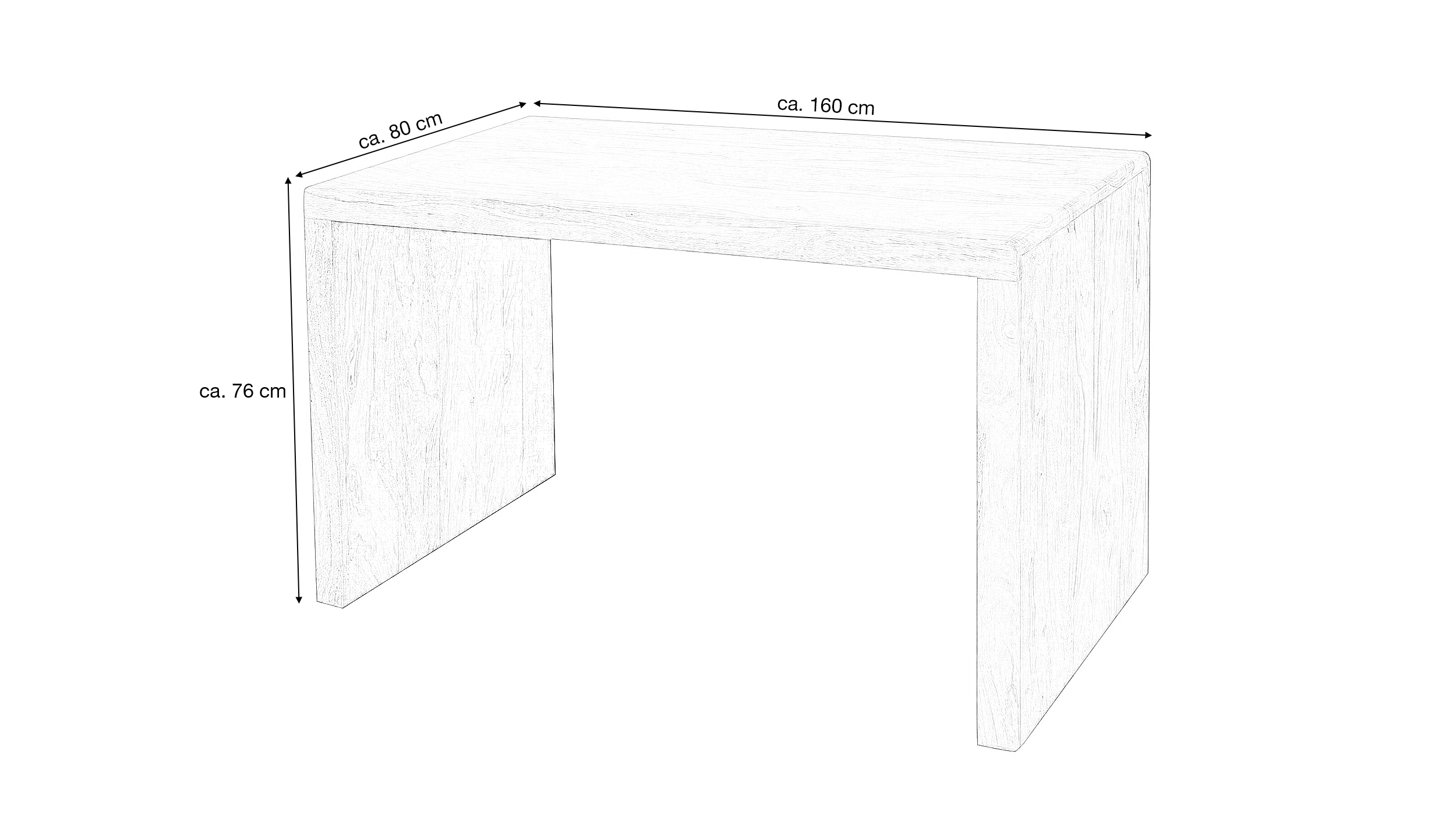 Schreibtisch Sheesham Massivholz 160 x 80 cm - BERAMUS