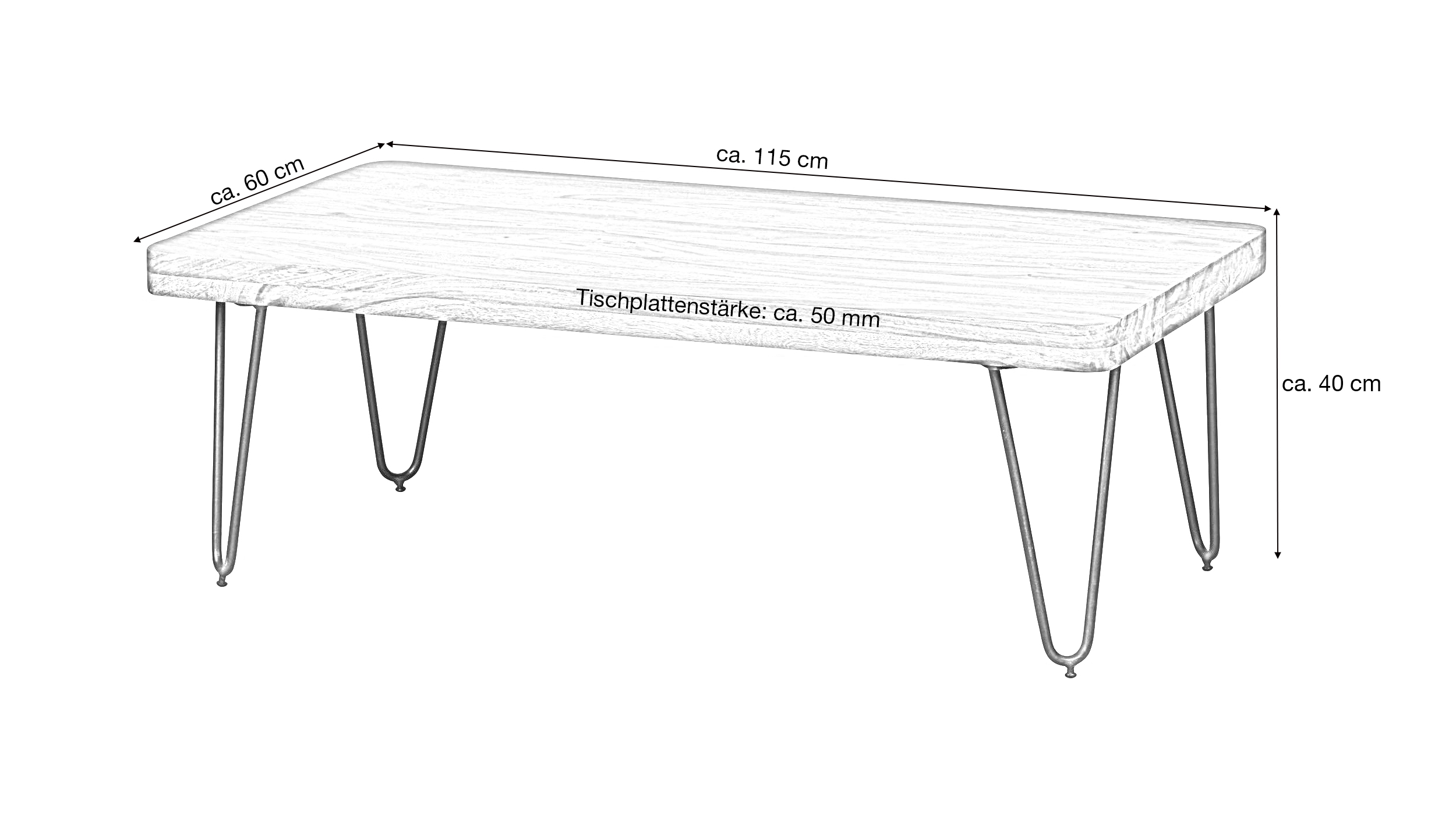 Couchtisch Sheesham massiv gebeizt 115 x 60 cm - BRAGE