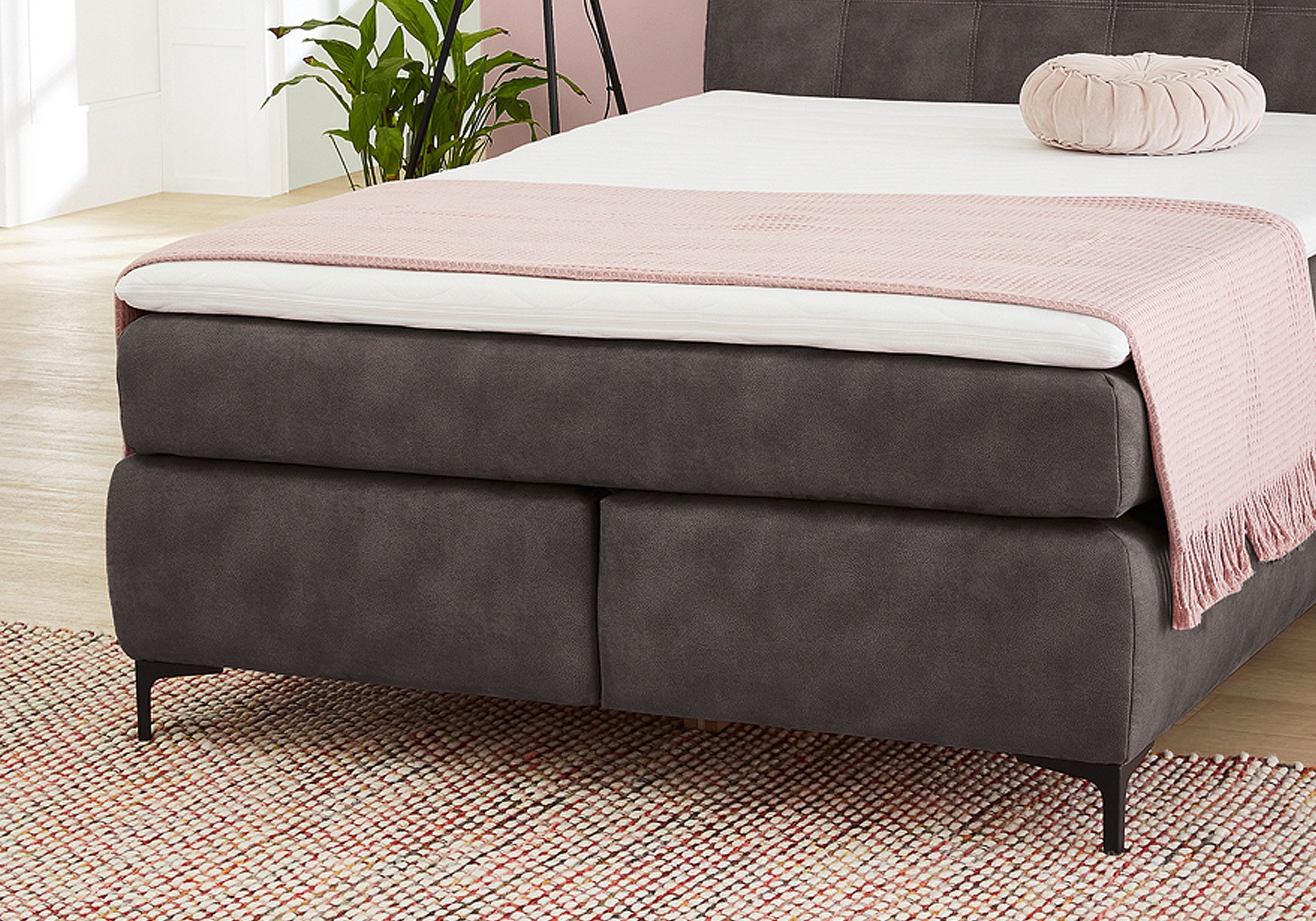 Boxspringbett 140 x 200 cm anthrazit - Microfaser - GITTA