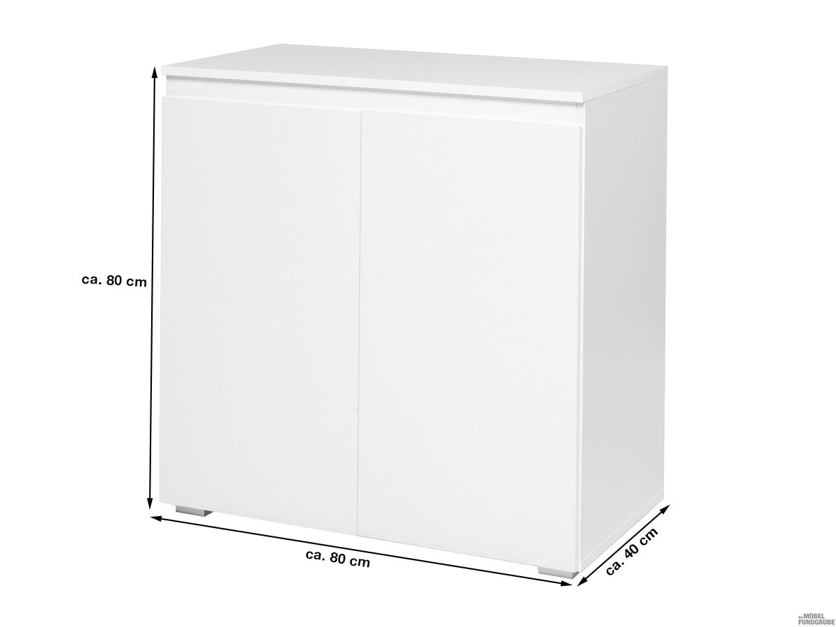 Kommode mit 2 Schranktüren weiß matt 80 cm - IMAGE