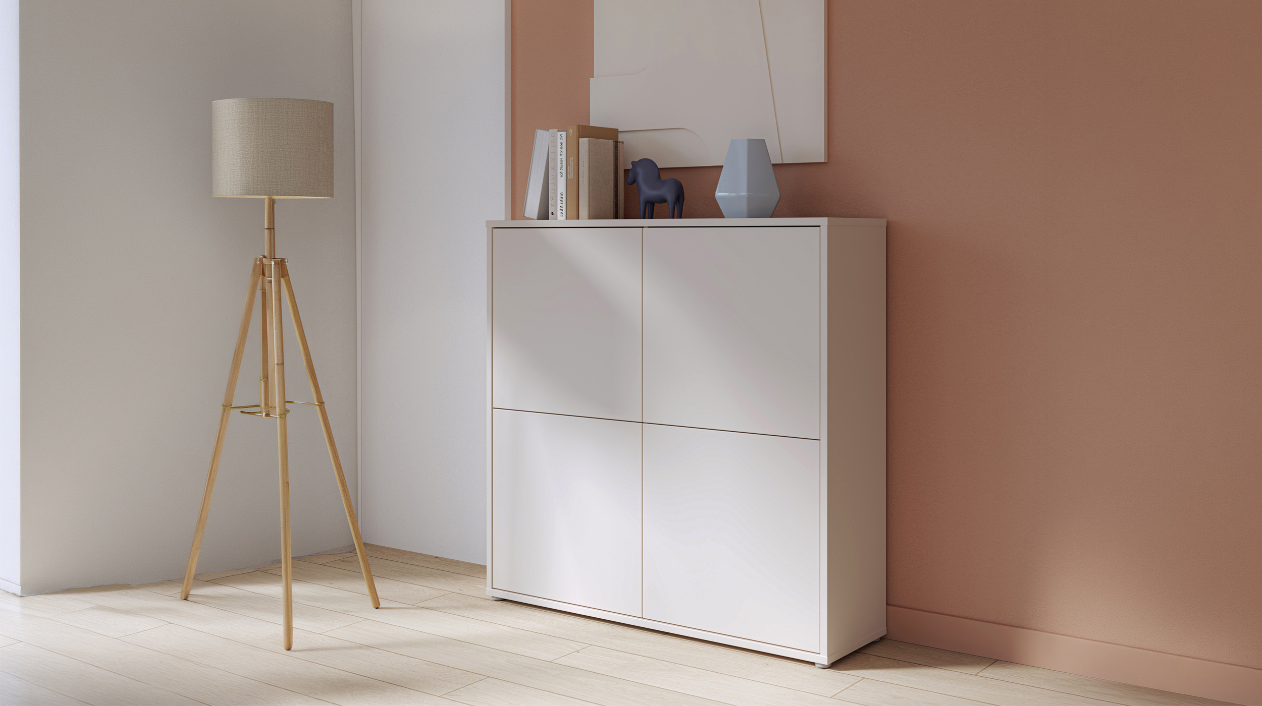 Kommode beige 124 x 35 cm 4-türig - ALICE SPRINGS