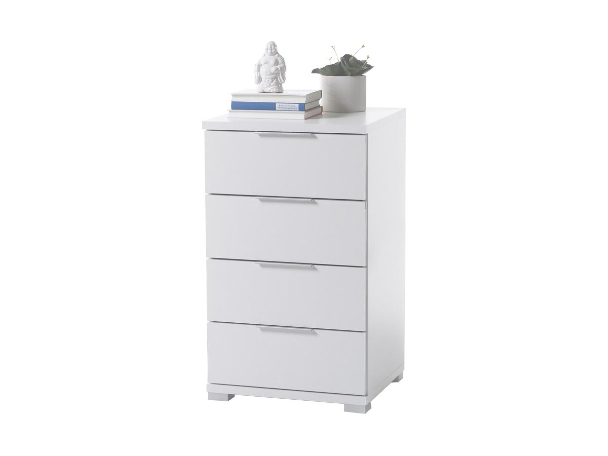 Nachttisch weiß 46 cm x 42 cm mit 4 Schubladen - UNIVERSAL