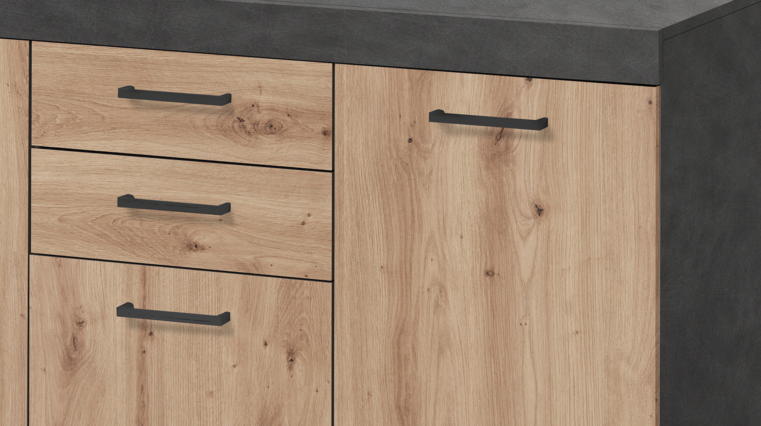 Kommode mit Schubladen anthrazit Artisan Eiche 120 cm - BRISTOL