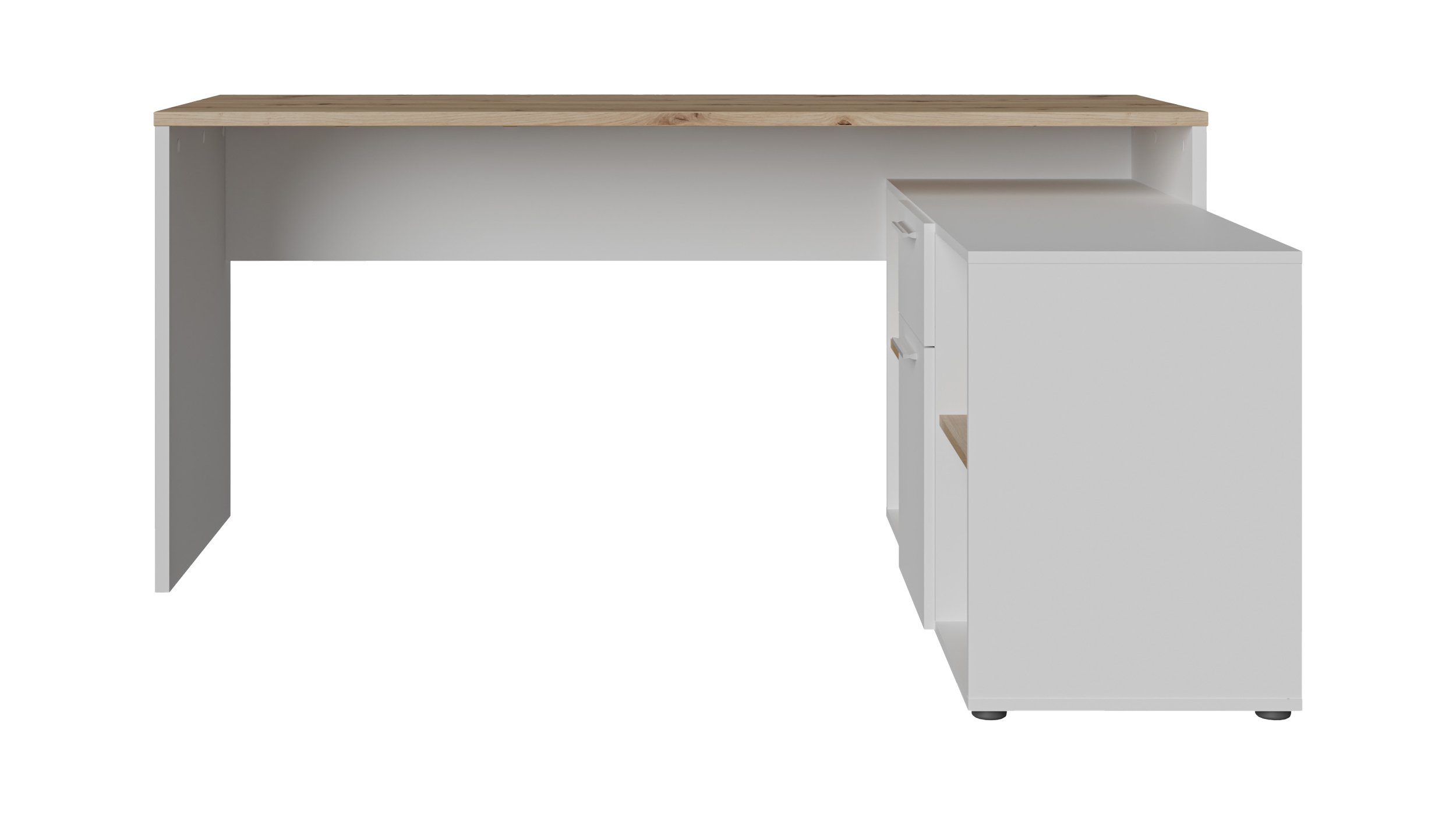 Eck-Schreibtisch weiß Artisan Eiche 160 cm - CONTRA COSTA