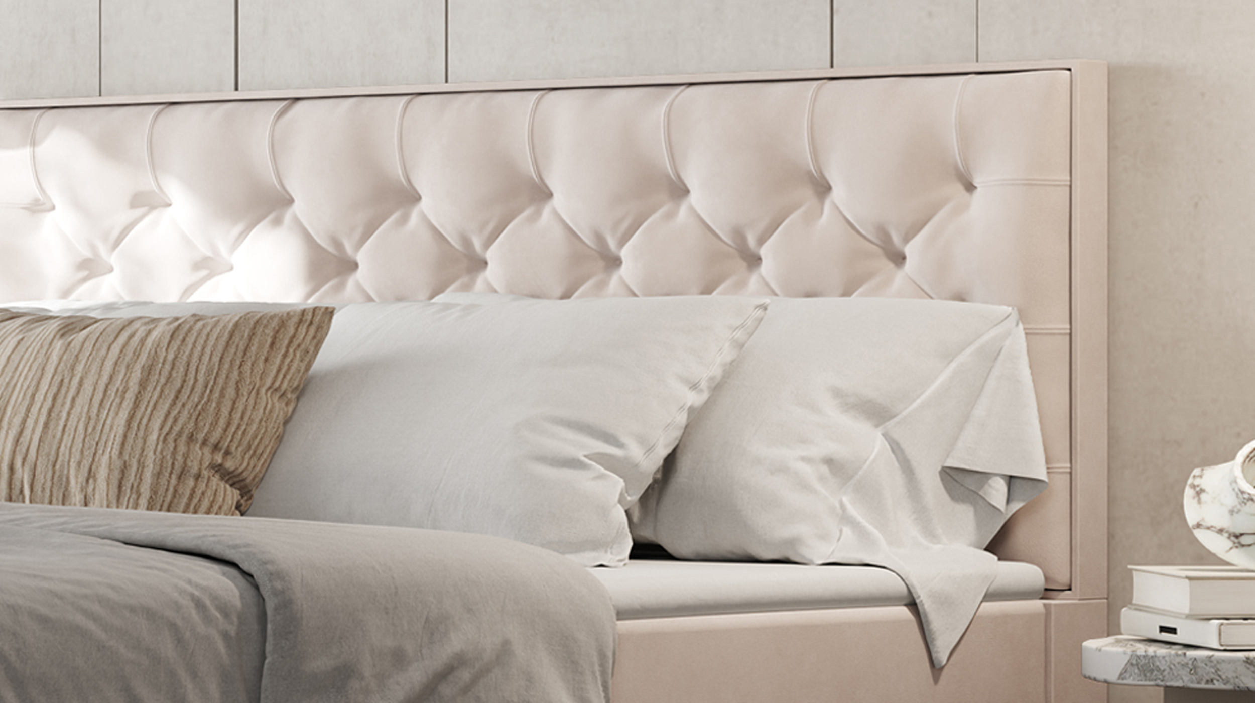Boxspringbett 200 x 200 cm mit Bettkasten creme - LANCIANO