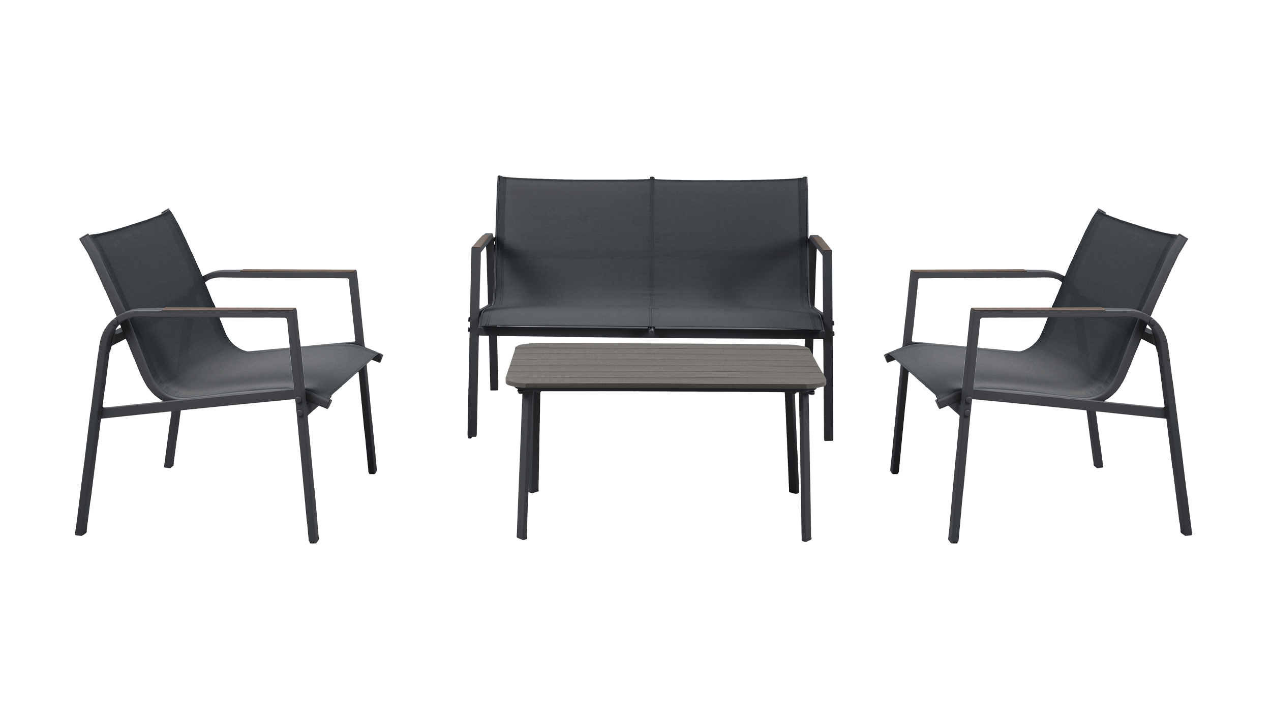 Gartenmöbel Set 4-teilig schwarz Gartentisch 85 x 44 cm - LENI