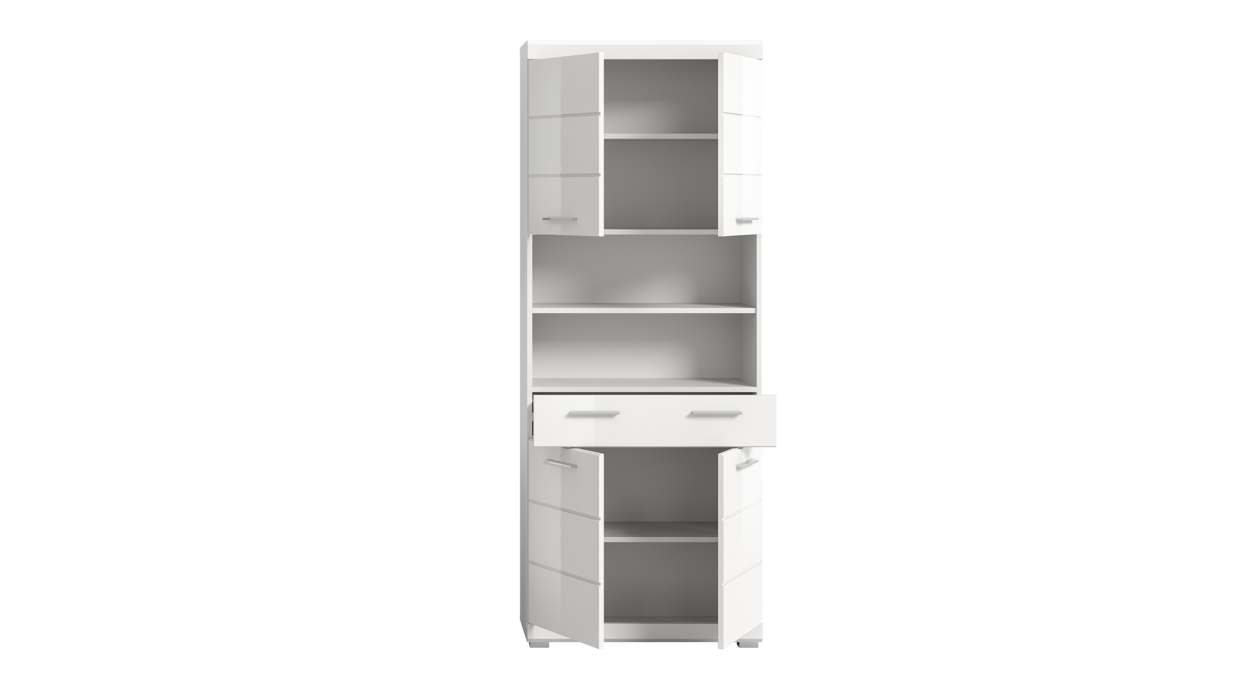 Bad Hochschrank weiß hochglanz 4 Türen Breite 74 cm - SCOUT