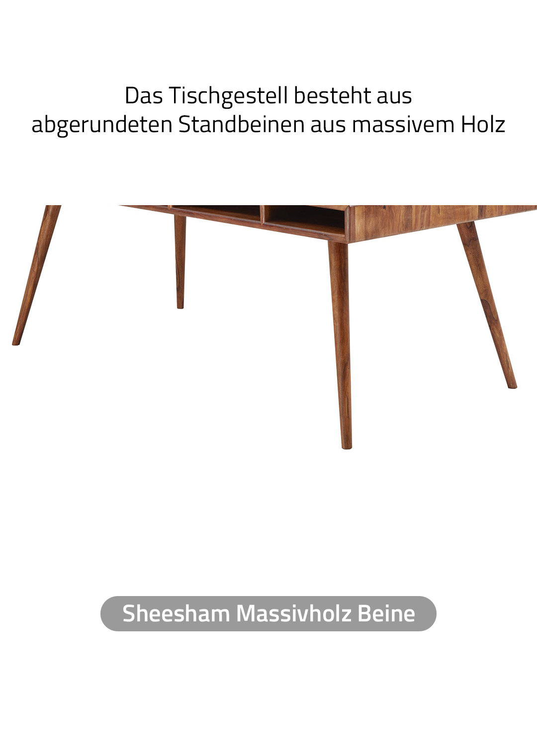 Esstisch massives Sheesham-Holz gebeizt Ablagefläche 200 cm - RYKKE