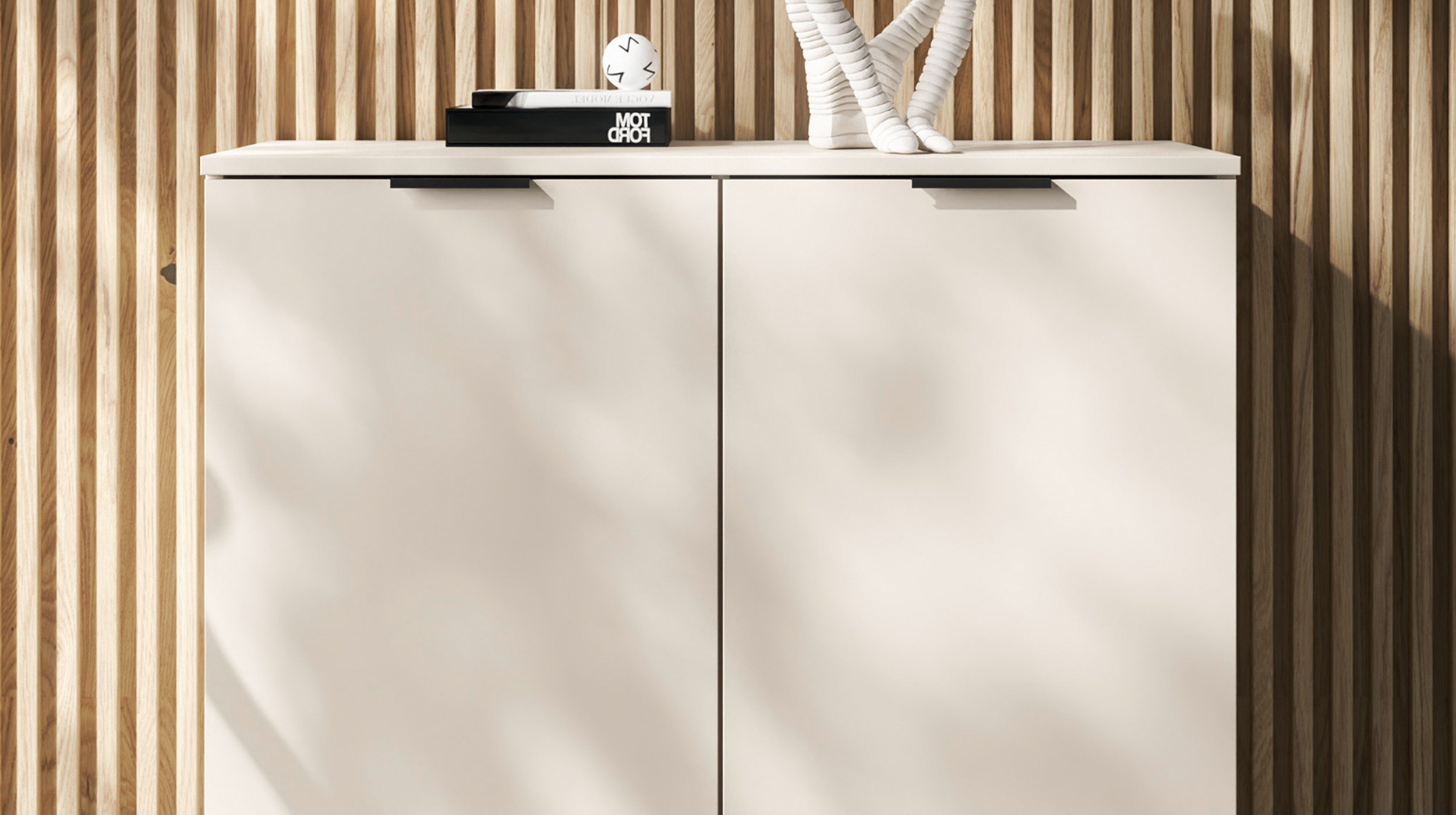 Kommode beige 90 x 40 cm - 2-türig - LINZ