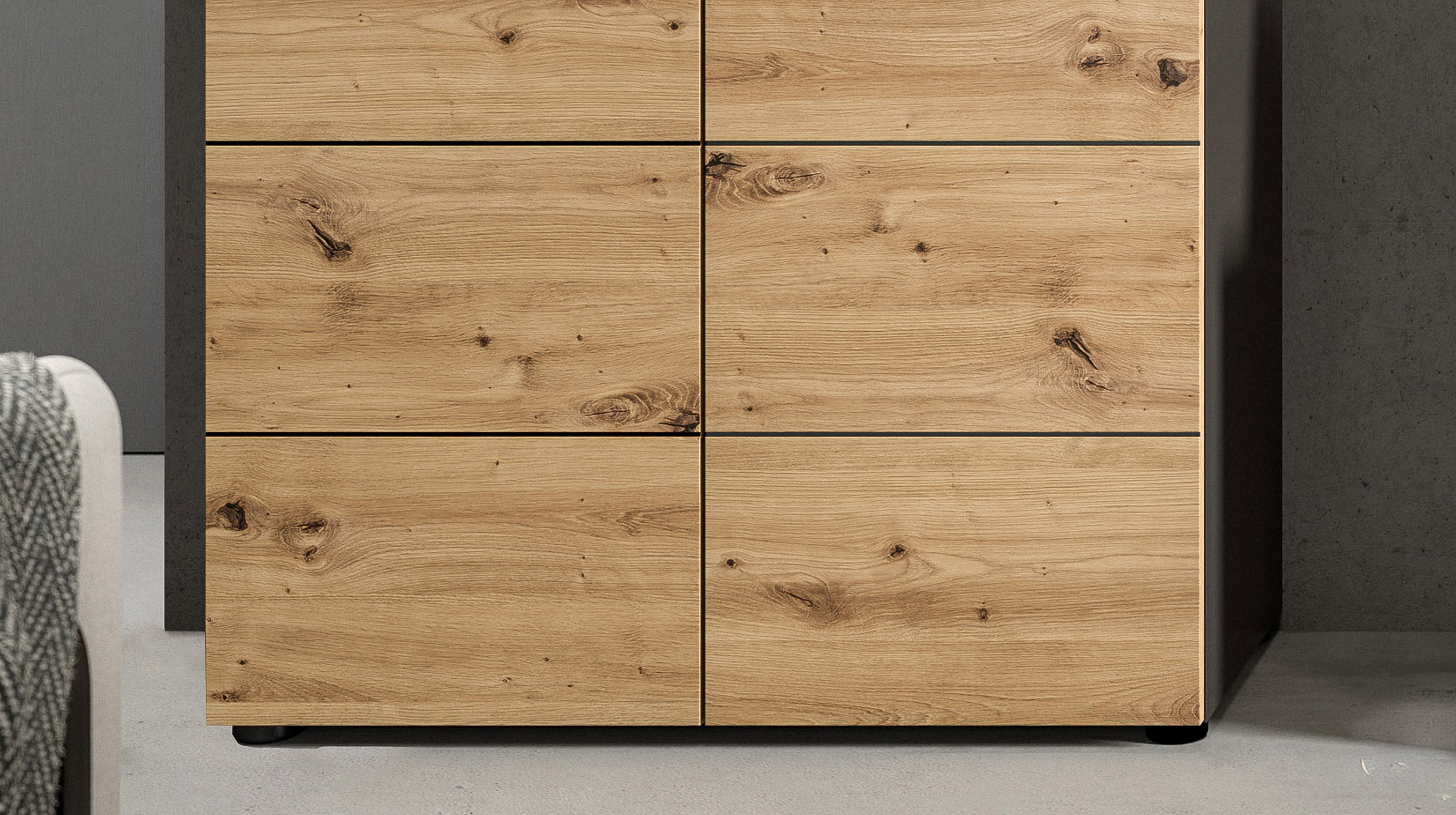 Kommode mit Schubladen anthrazit Artisan Eiche 80 cm - CANU