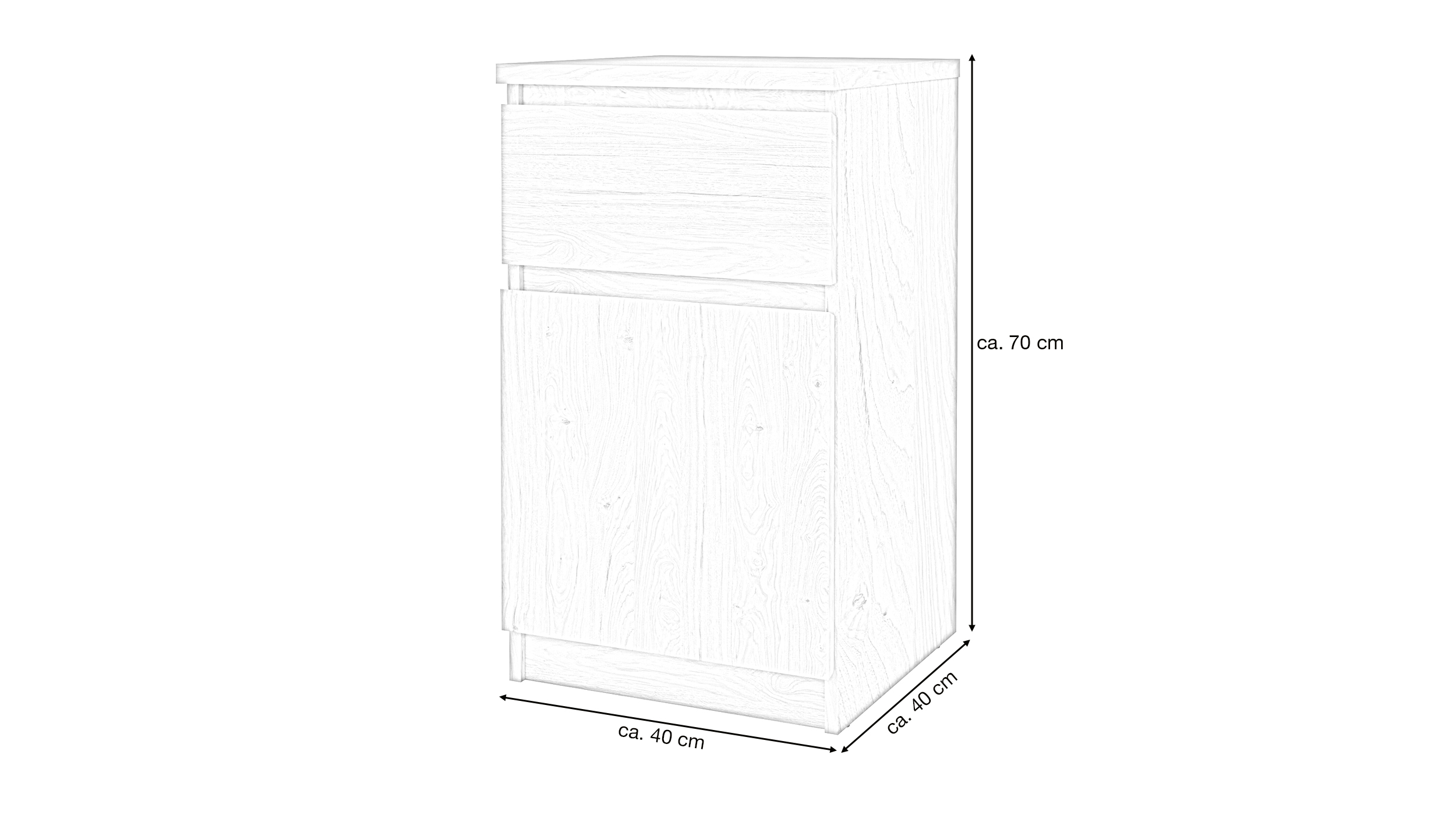 Nachttisch Jackson Hickory 40 x 70 cm 1 Schublade - NAIA
